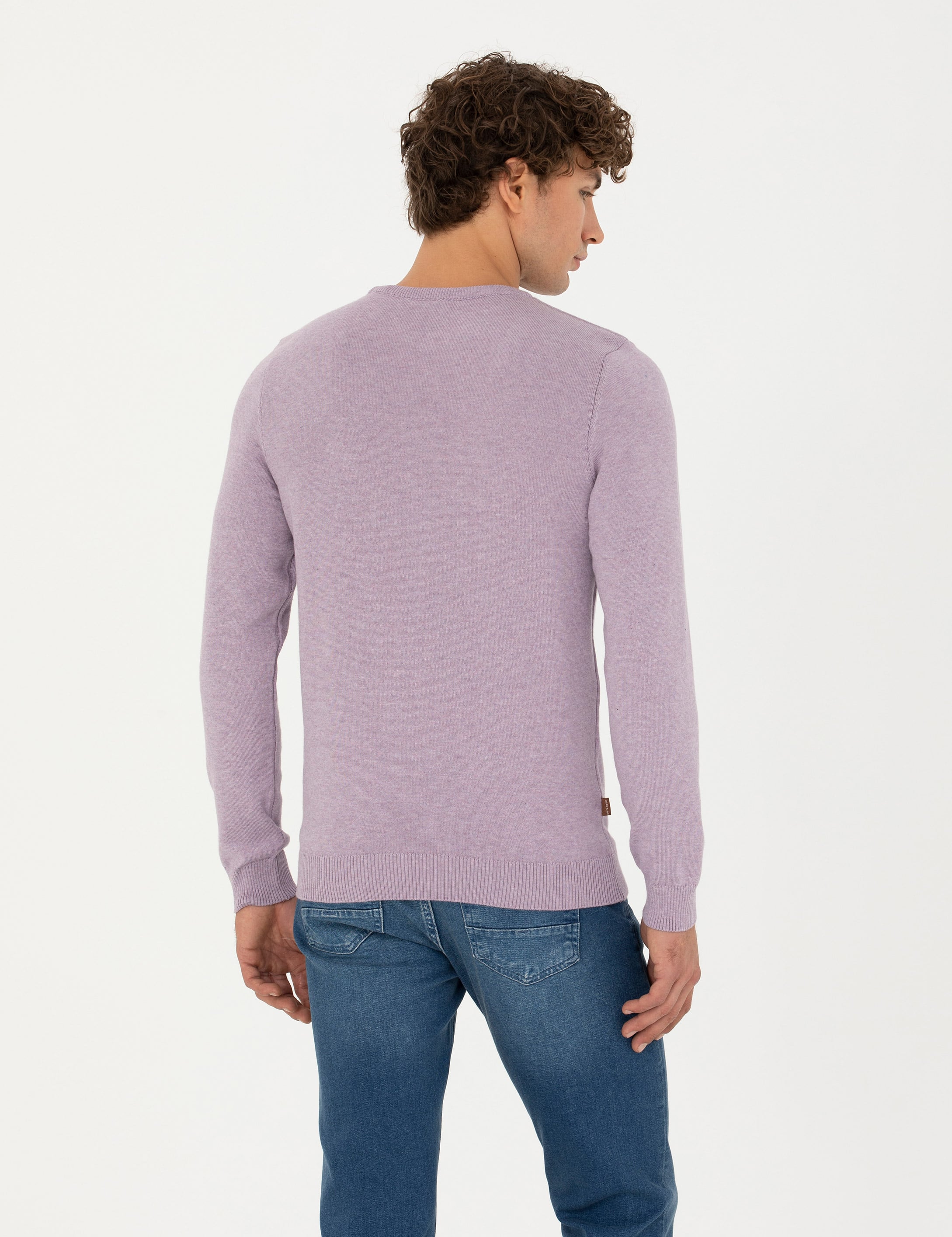 Pierre Cardin Lila Melanj Slim Fit Bisiklet Yaka Basic Triko Kazak görsel 5
