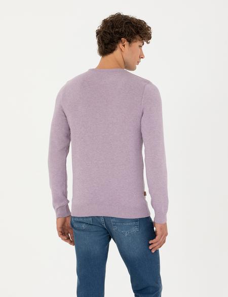 Lila Melanj Slim Fit Bisiklet Yaka Basic Triko Kazak - 50270179281