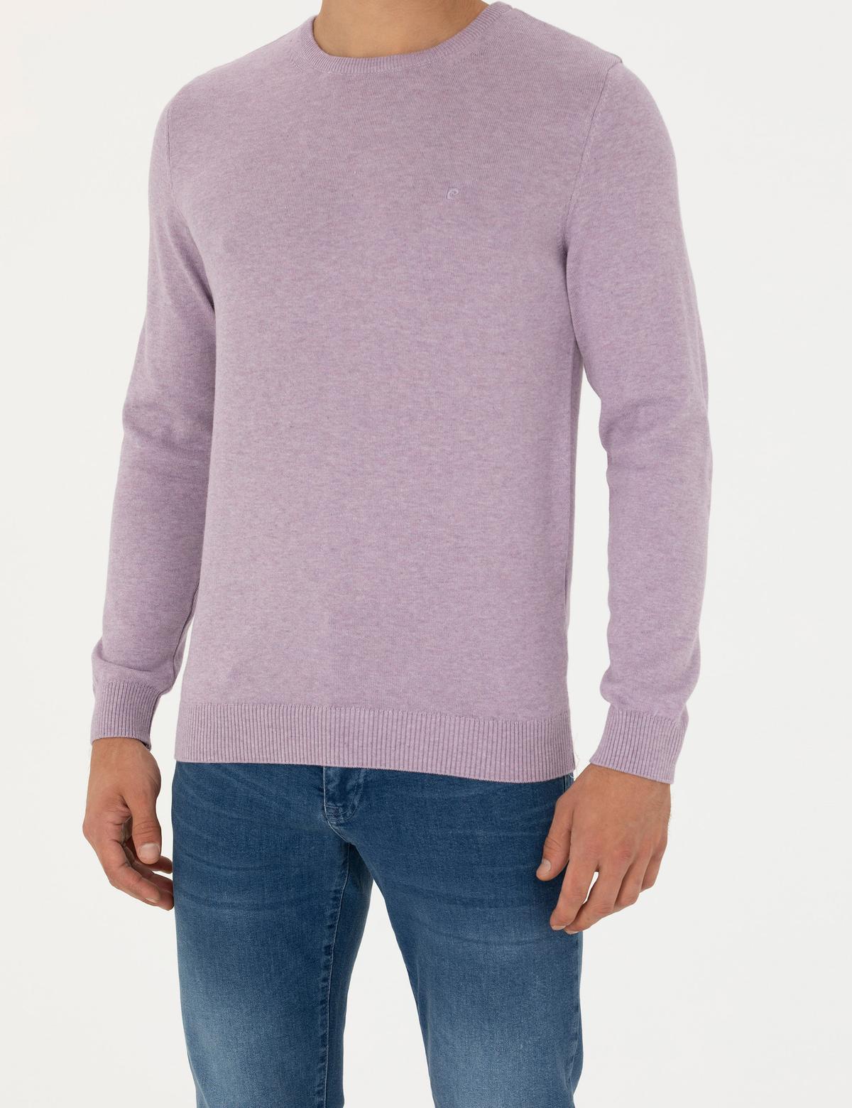 Lila Melanj Slim Fit Bisiklet Yaka Basic Triko Kazak - 50270179281