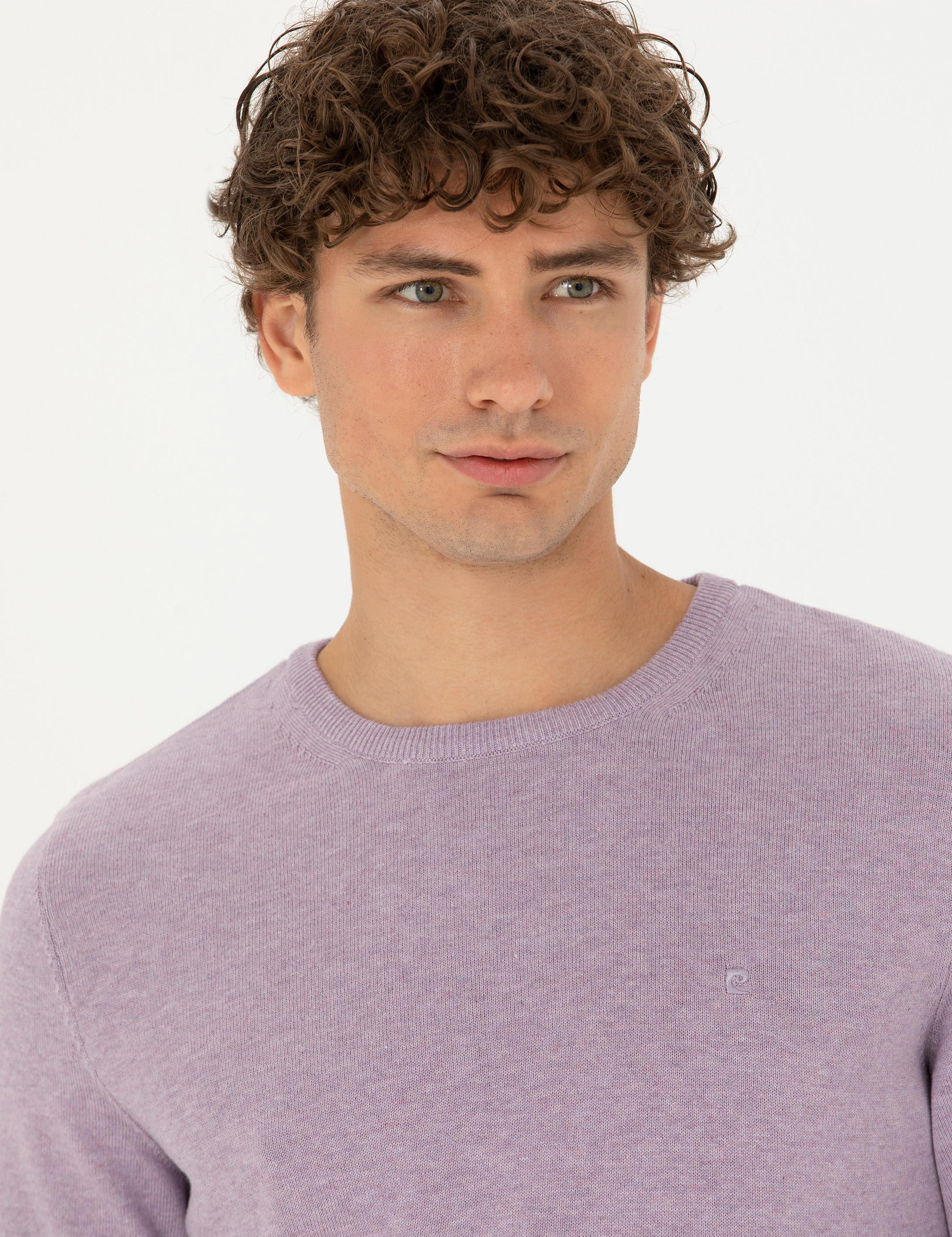 Lila Melanj Slim Fit Bisiklet Yaka Basic Triko Kazak