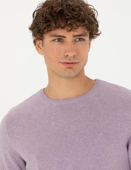 Lila Melanj Slim Fit Bisiklet Yaka Basic Triko Kazak - 50270179281