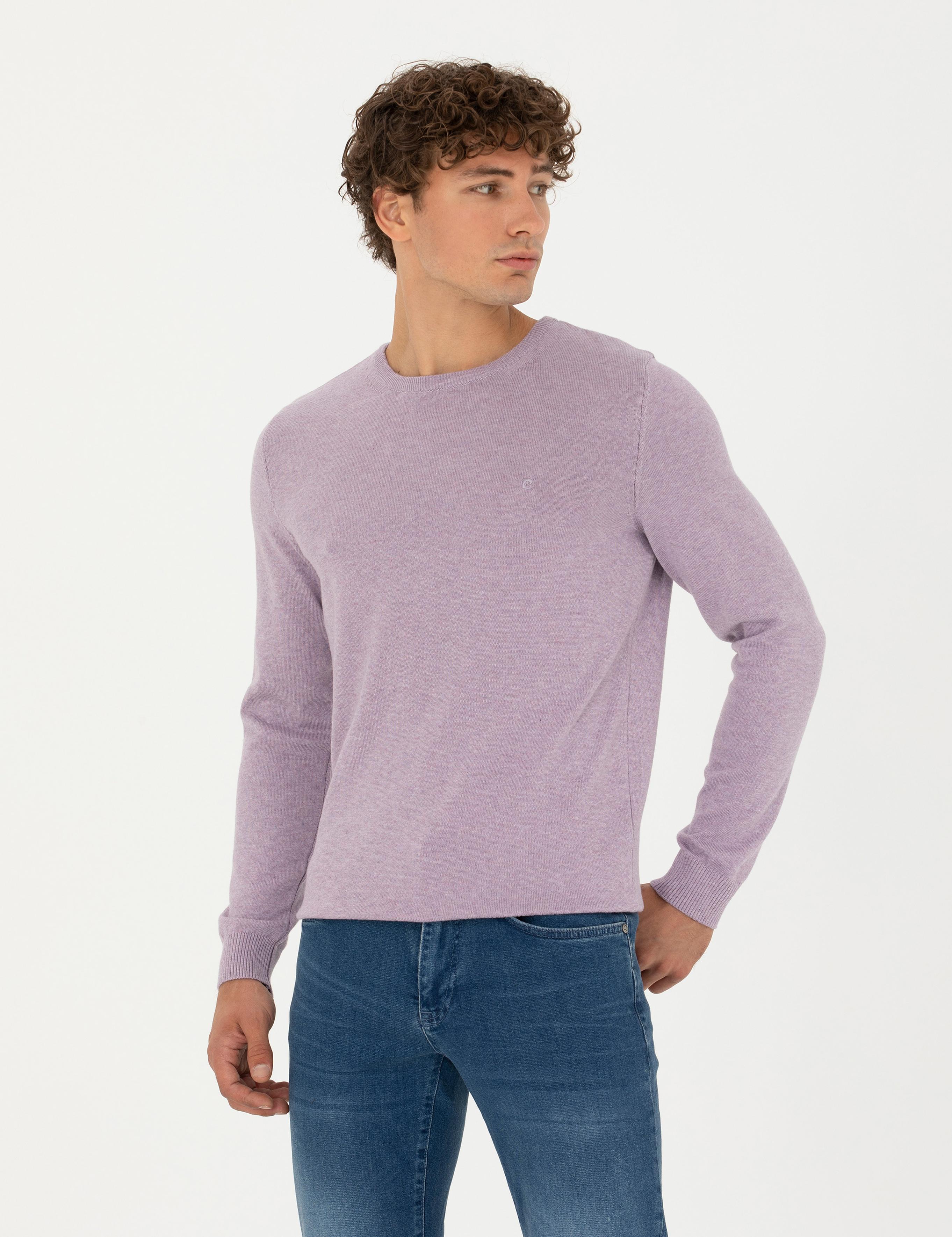 Lila Melanj Slim Fit Bisiklet Yaka Basic Triko Kazak