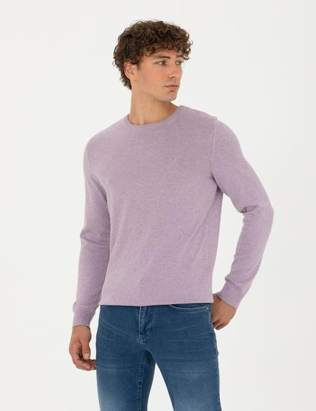 Lila Melanj Slim Fit Bisiklet Yaka Basic Triko Kazak - 50270179281