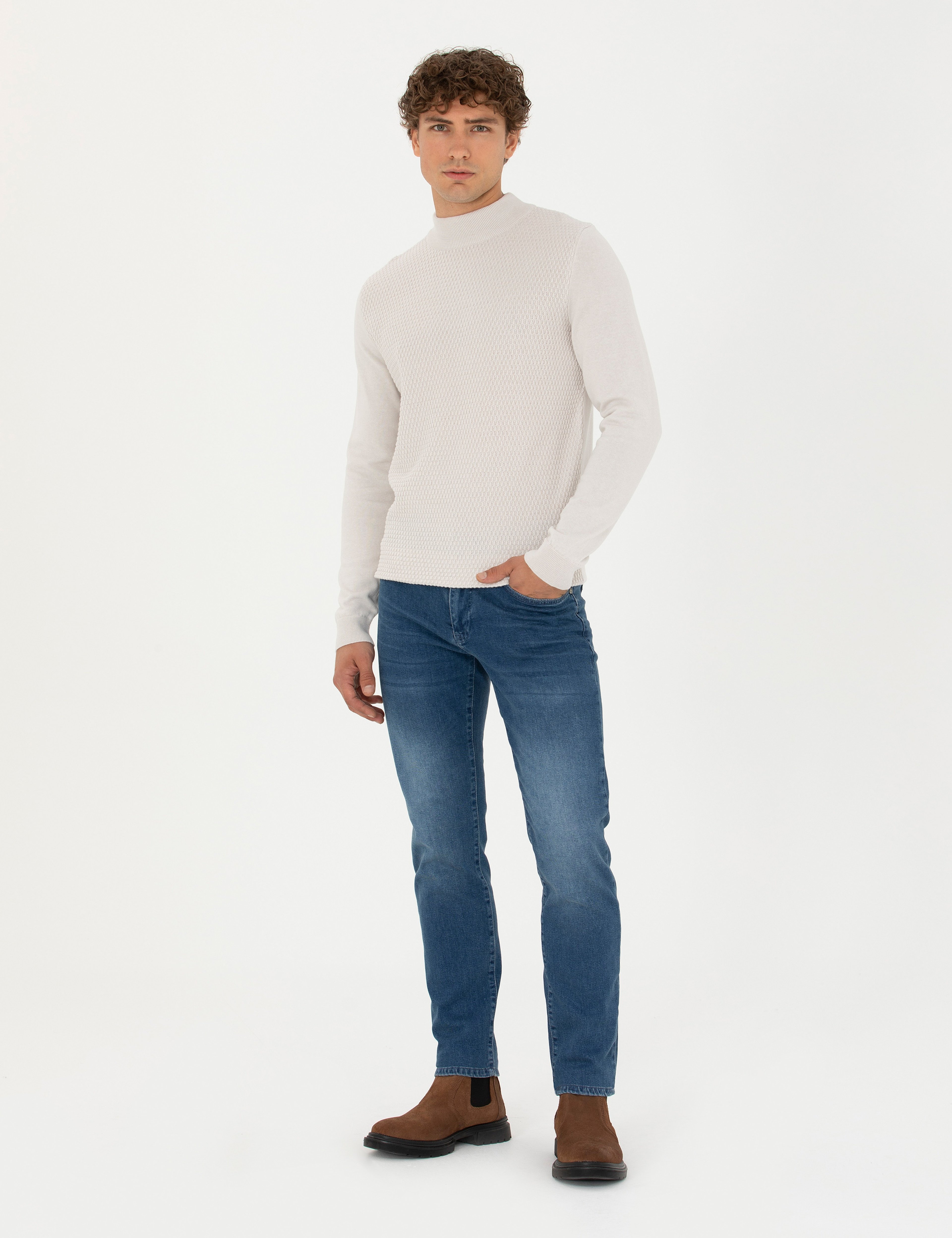 Taş Slim Fit Yarım Balıkçı Yaka Triko Kazak - Image 4