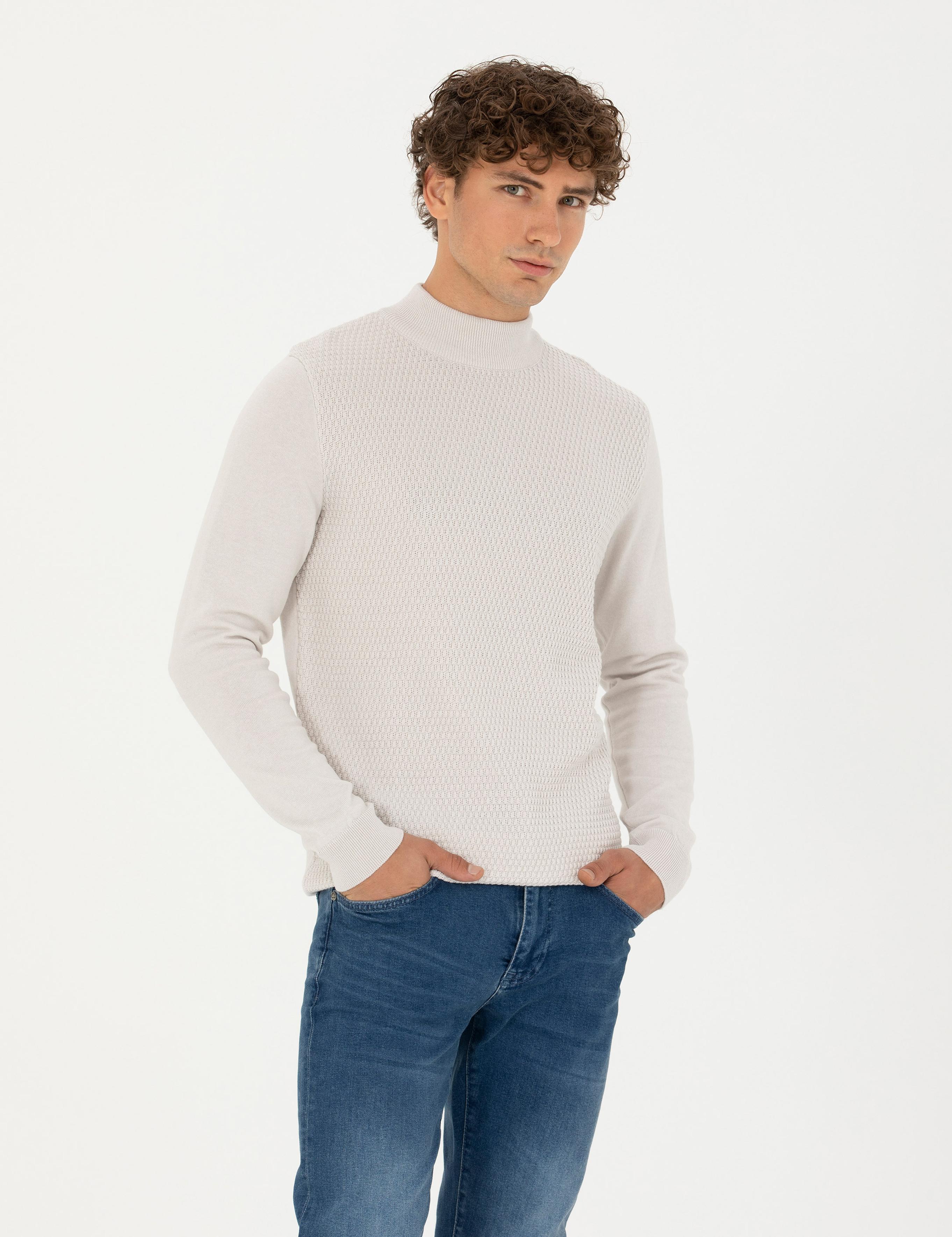 Taş Slim Fit Yarım Balıkçı Yaka Triko Kazak