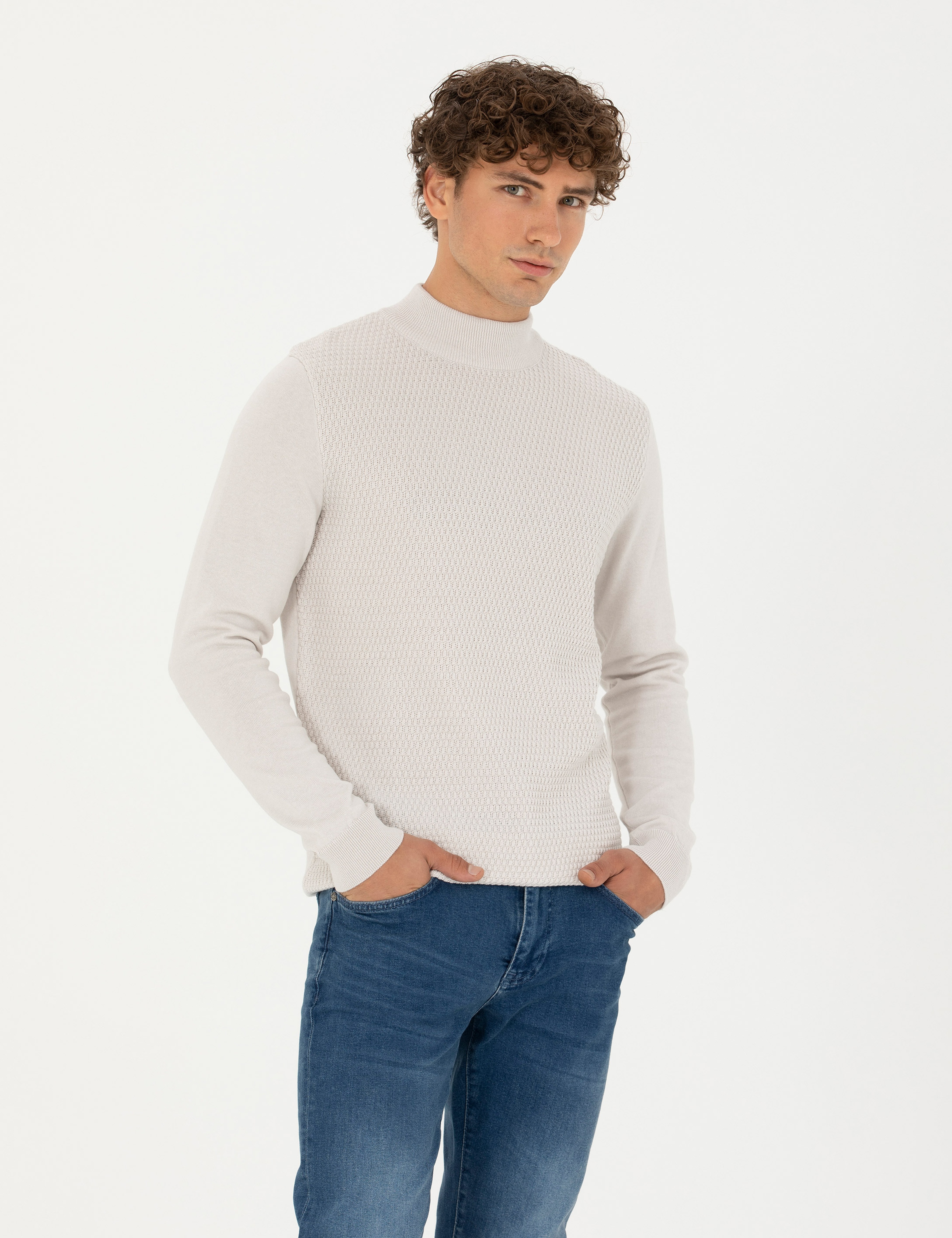 Taş Slim Fit Yarım Balıkçı Yaka Triko Kazak
