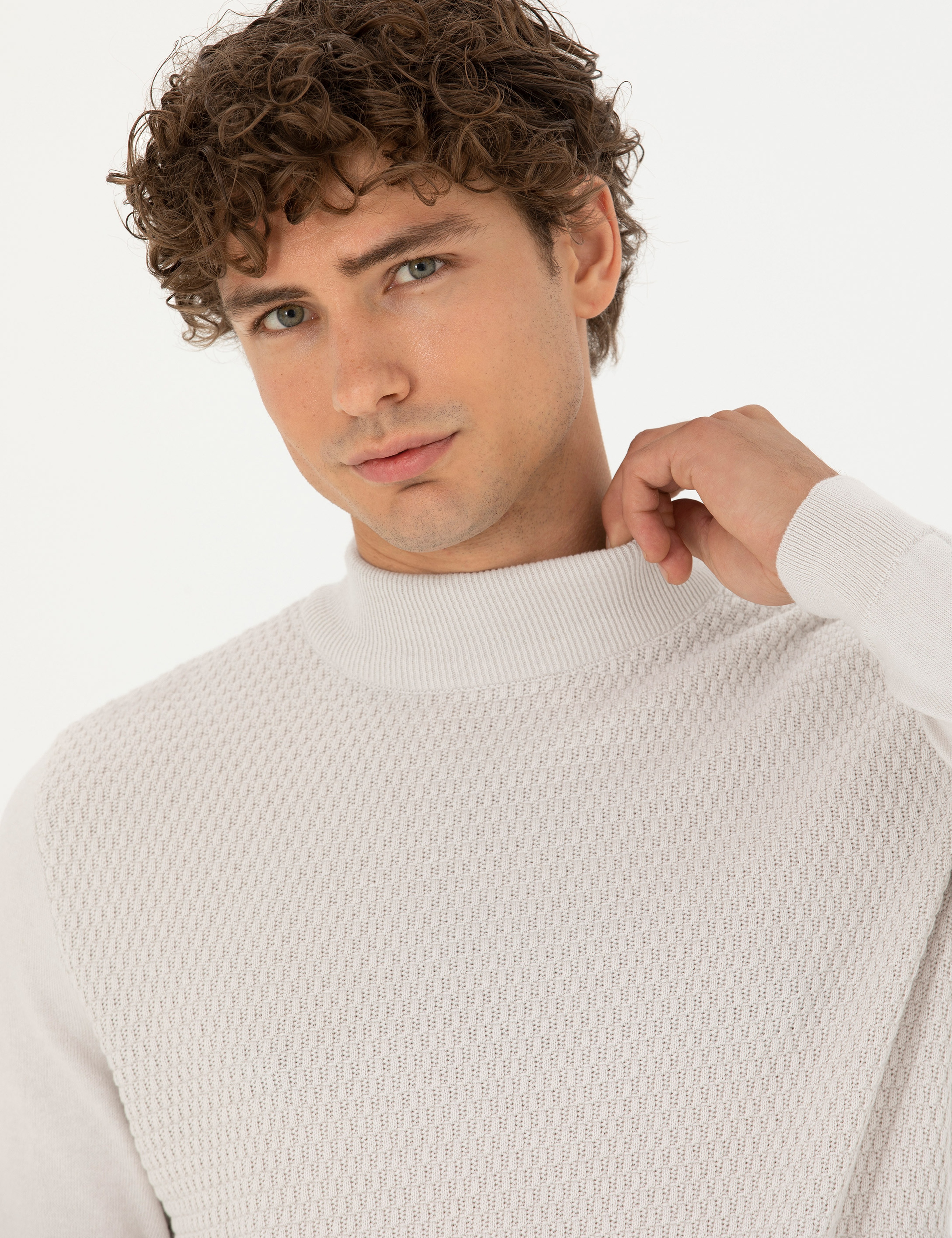 Taş Slim Fit Yarım Balıkçı Yaka Triko Kazak