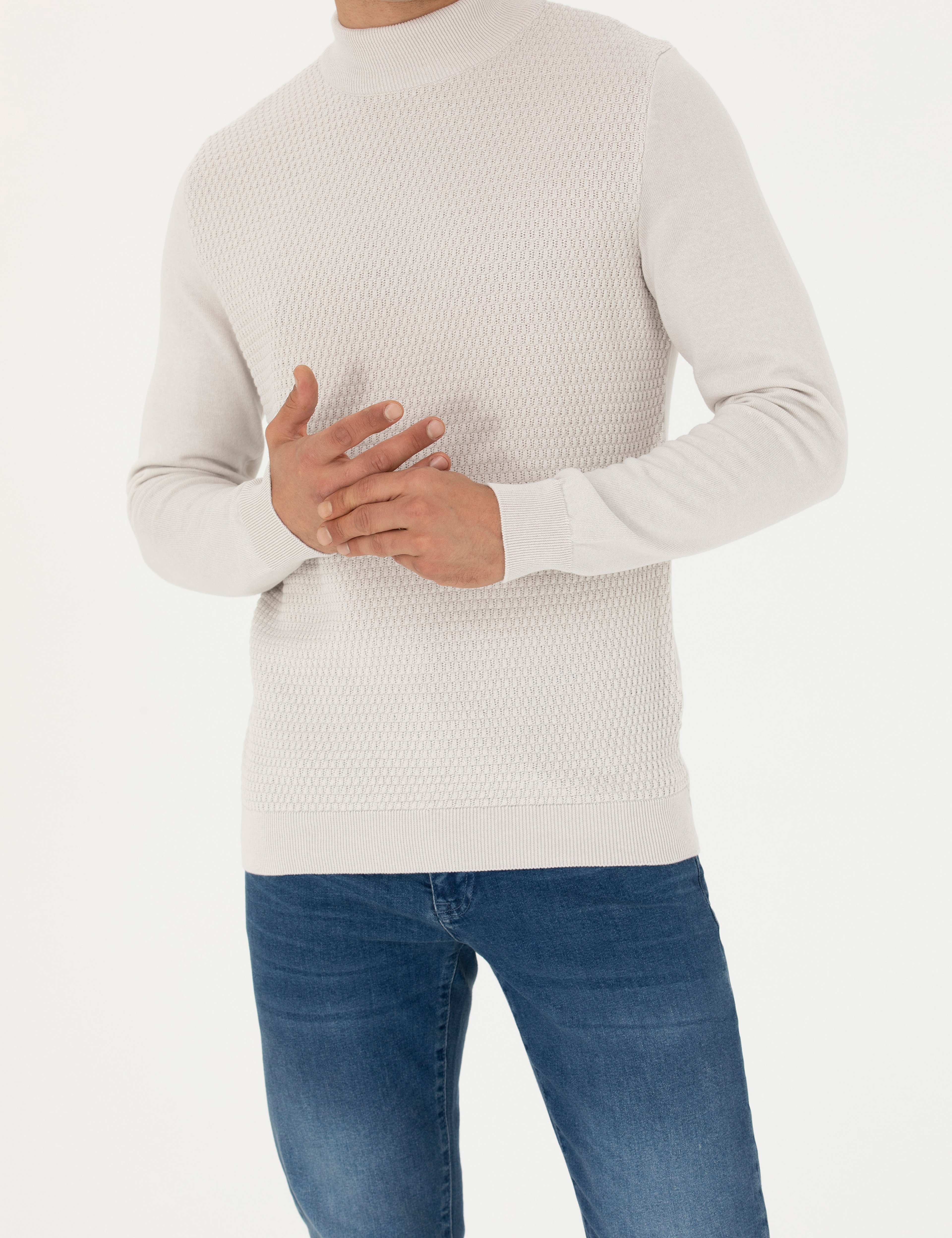 Taş Slim Fit Yarım Balıkçı Yaka Triko Kazak - Image 6