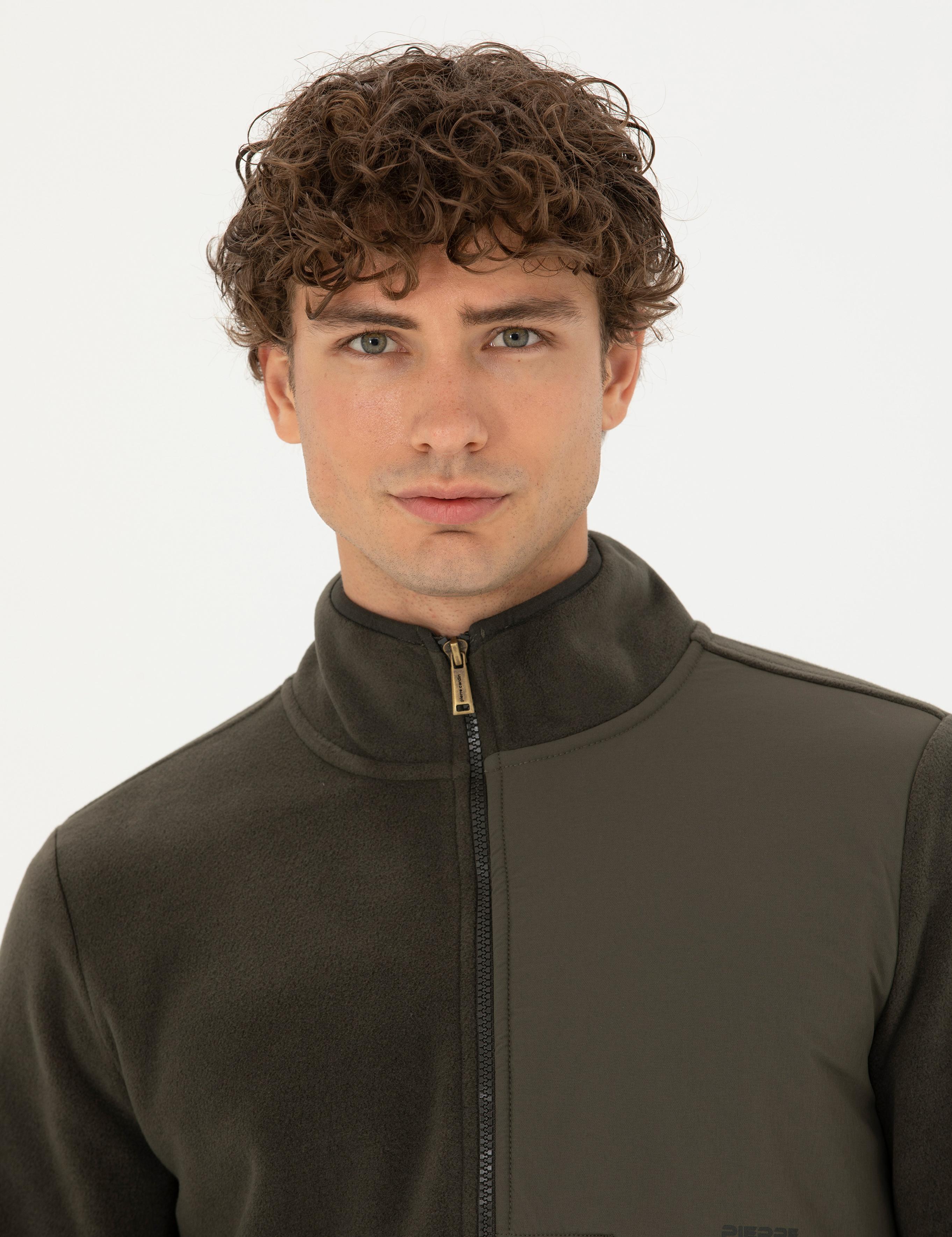 Haki Regular Fit Polar Hırka