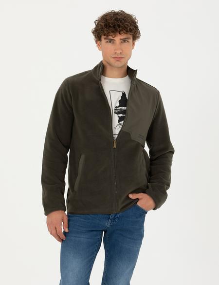 Haki Regular Fit Polar Hırka - 50271746043