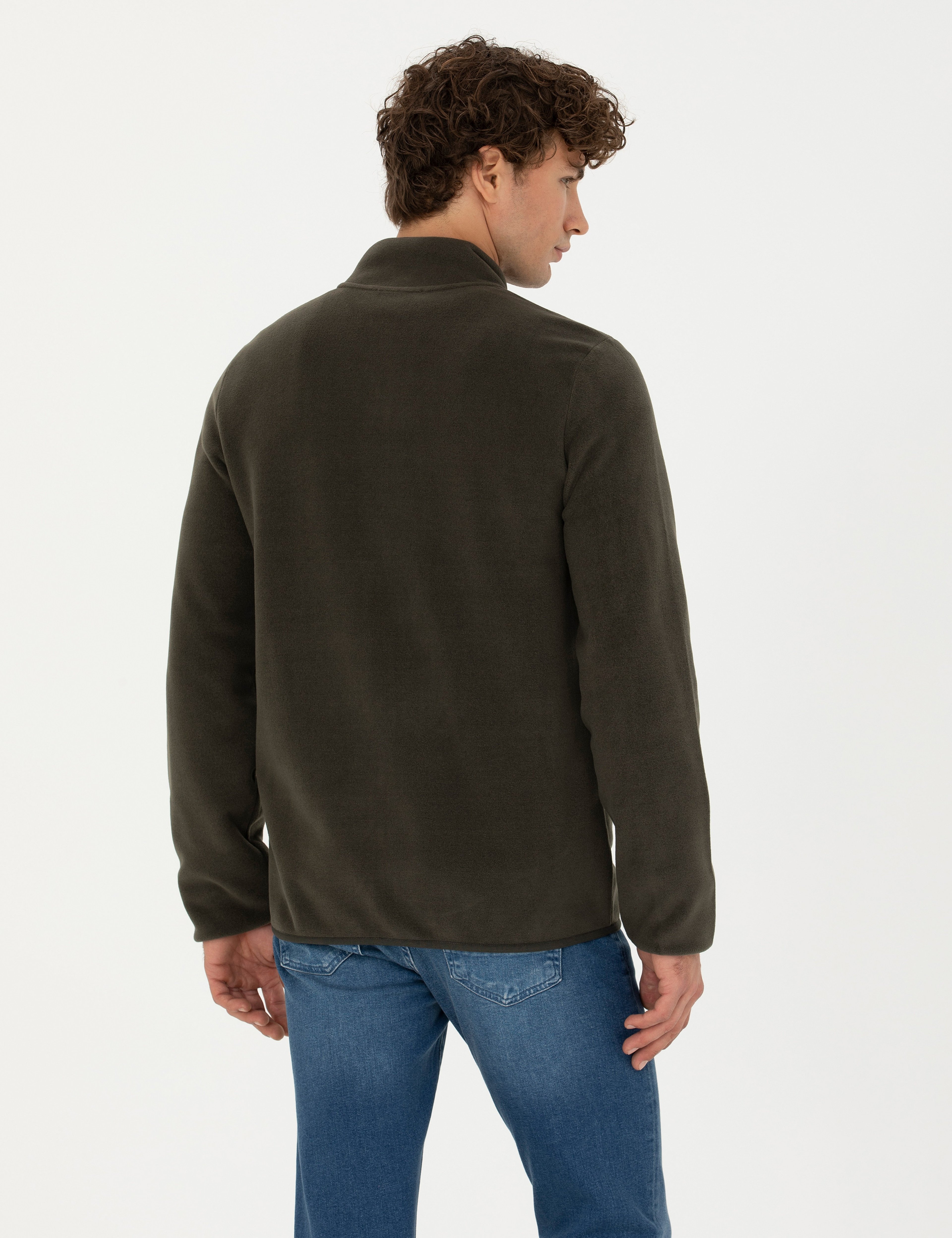 Haki Regular Fit Polar Hırka - Image 5