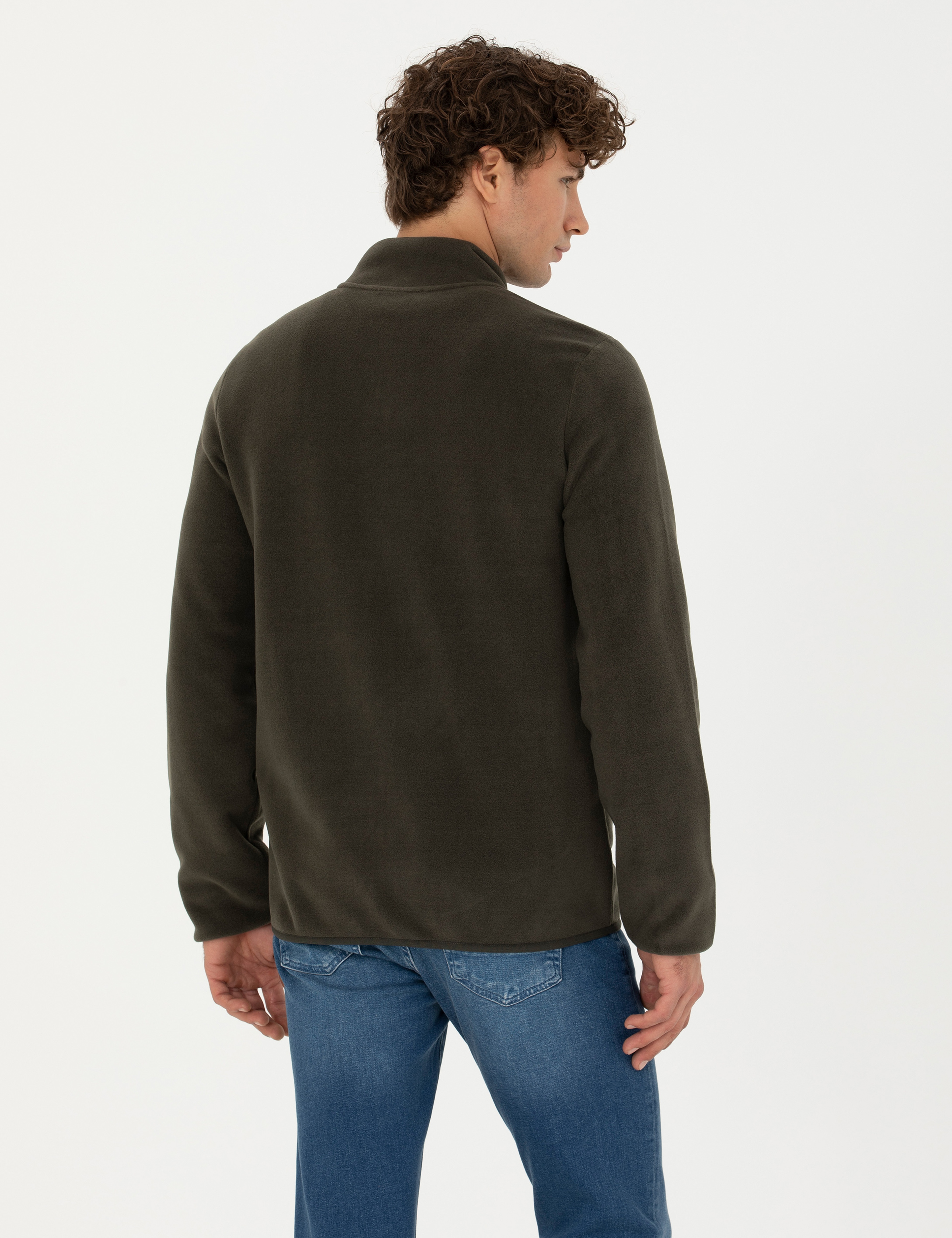 Haki Regular Fit Polar Hırka