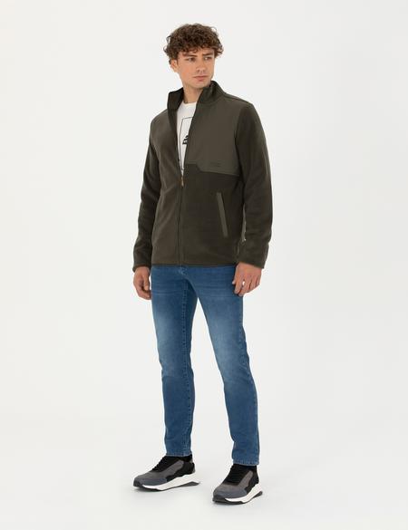 Haki Regular Fit Polar Hırka - 50271746043