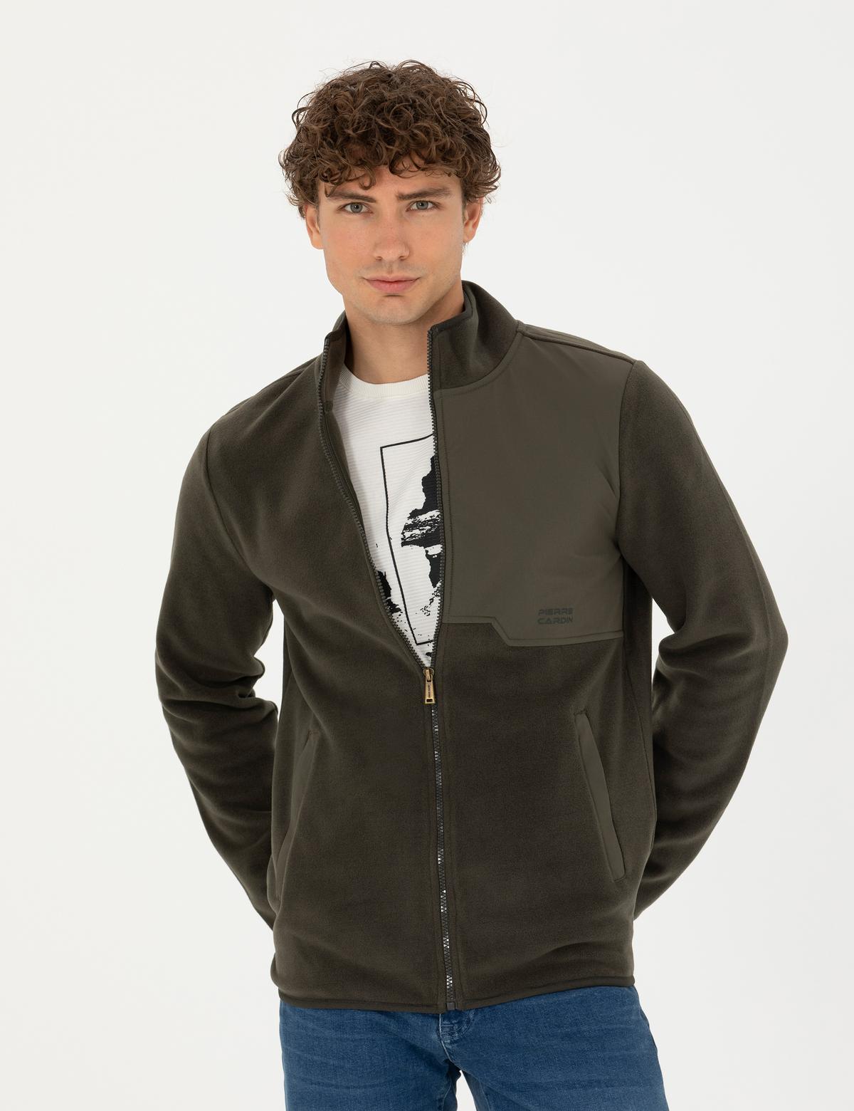 Haki Regular Fit Polar Hırka