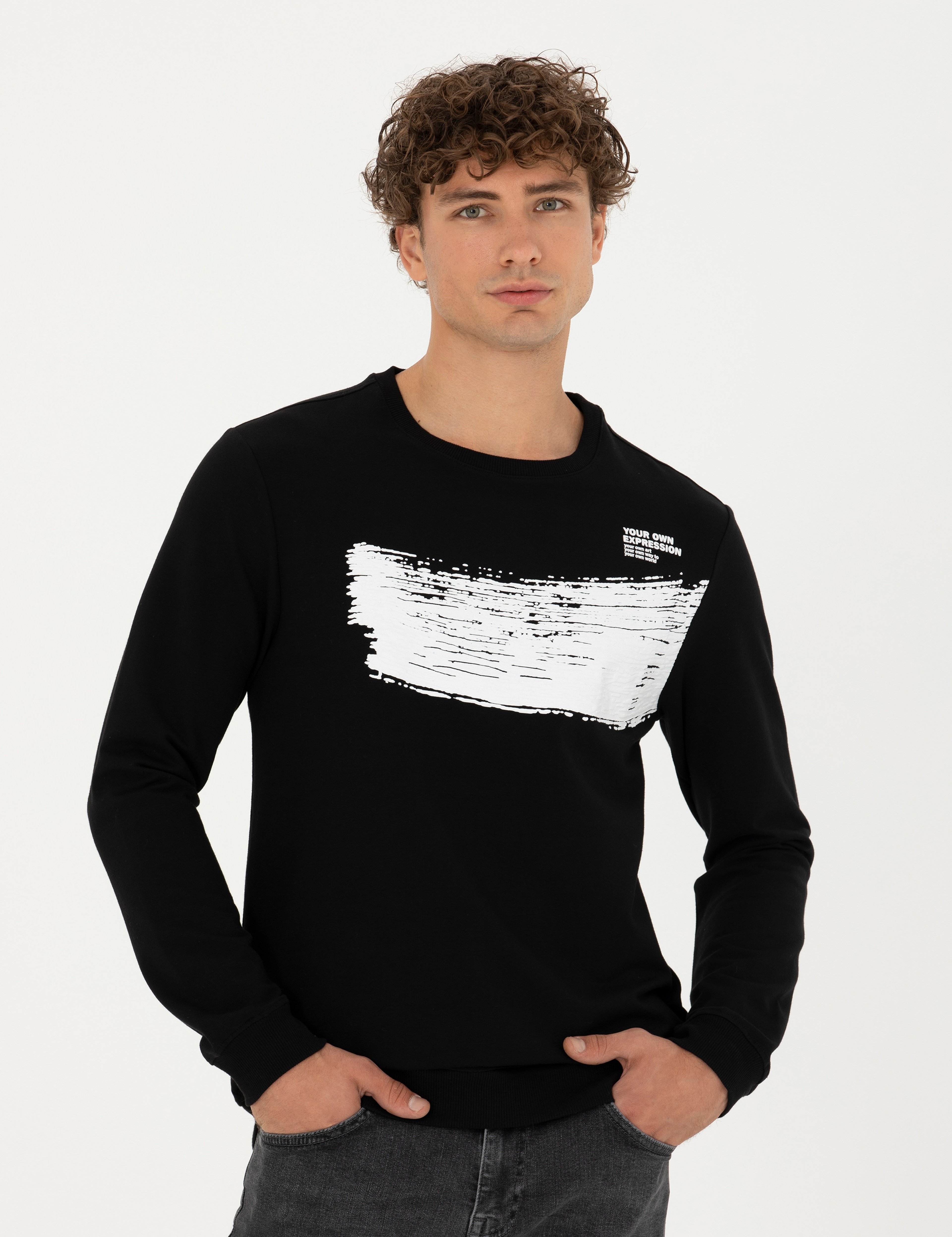 Siyah Regular Fit Sweatshirt - Image 1