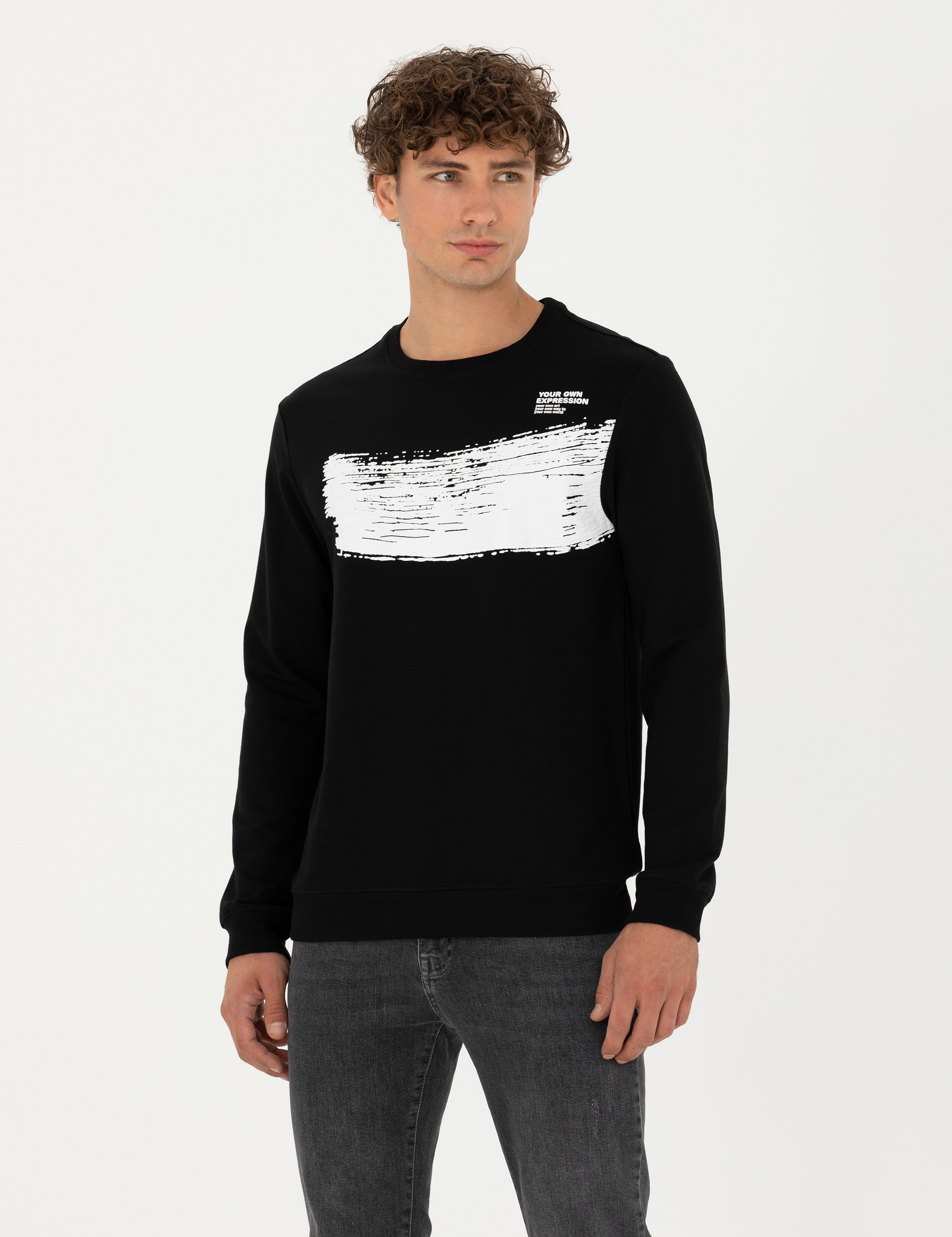 Siyah Regular Fit Sweatshirt - Image 3