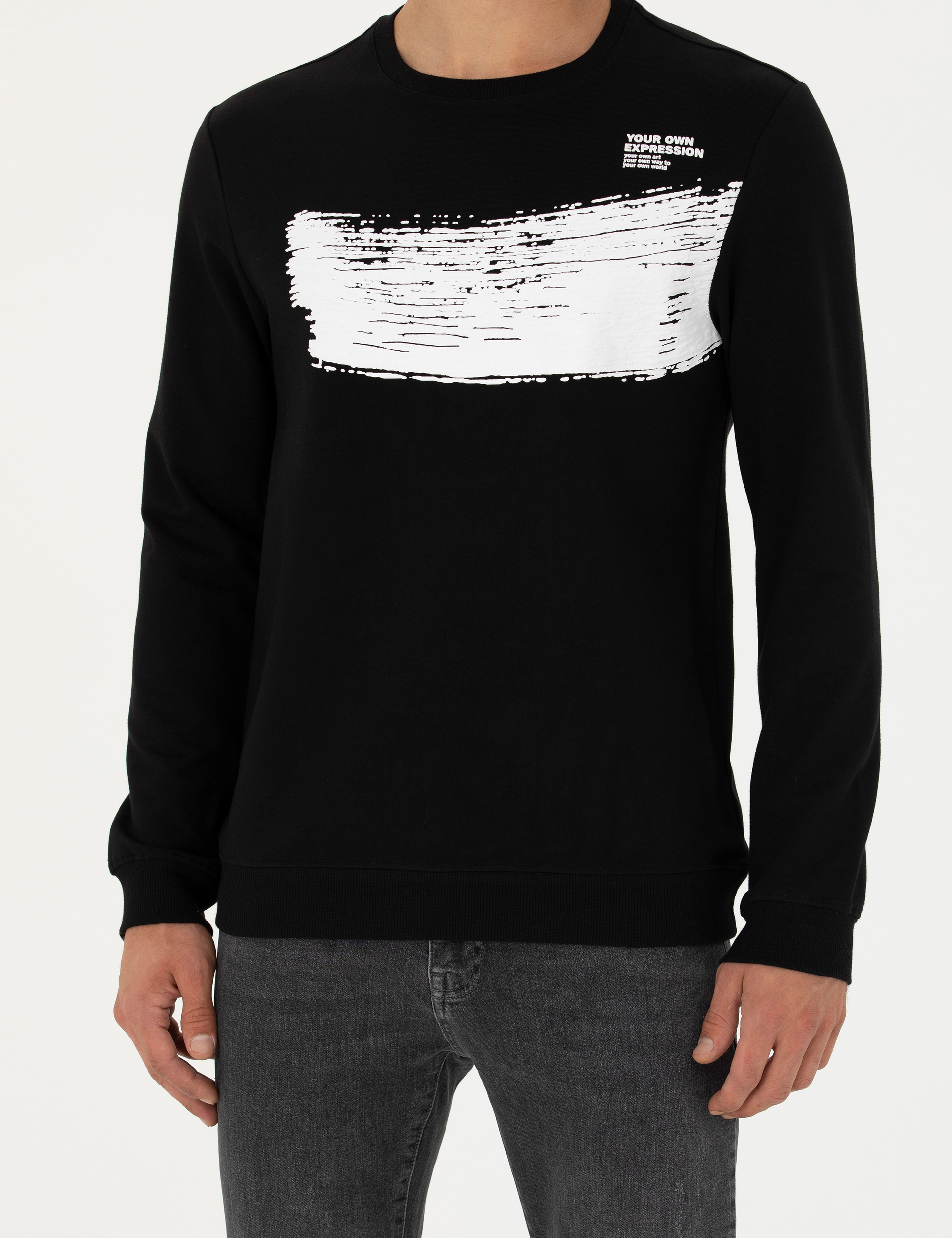 Siyah Regular Fit Sweatshirt - Image 6