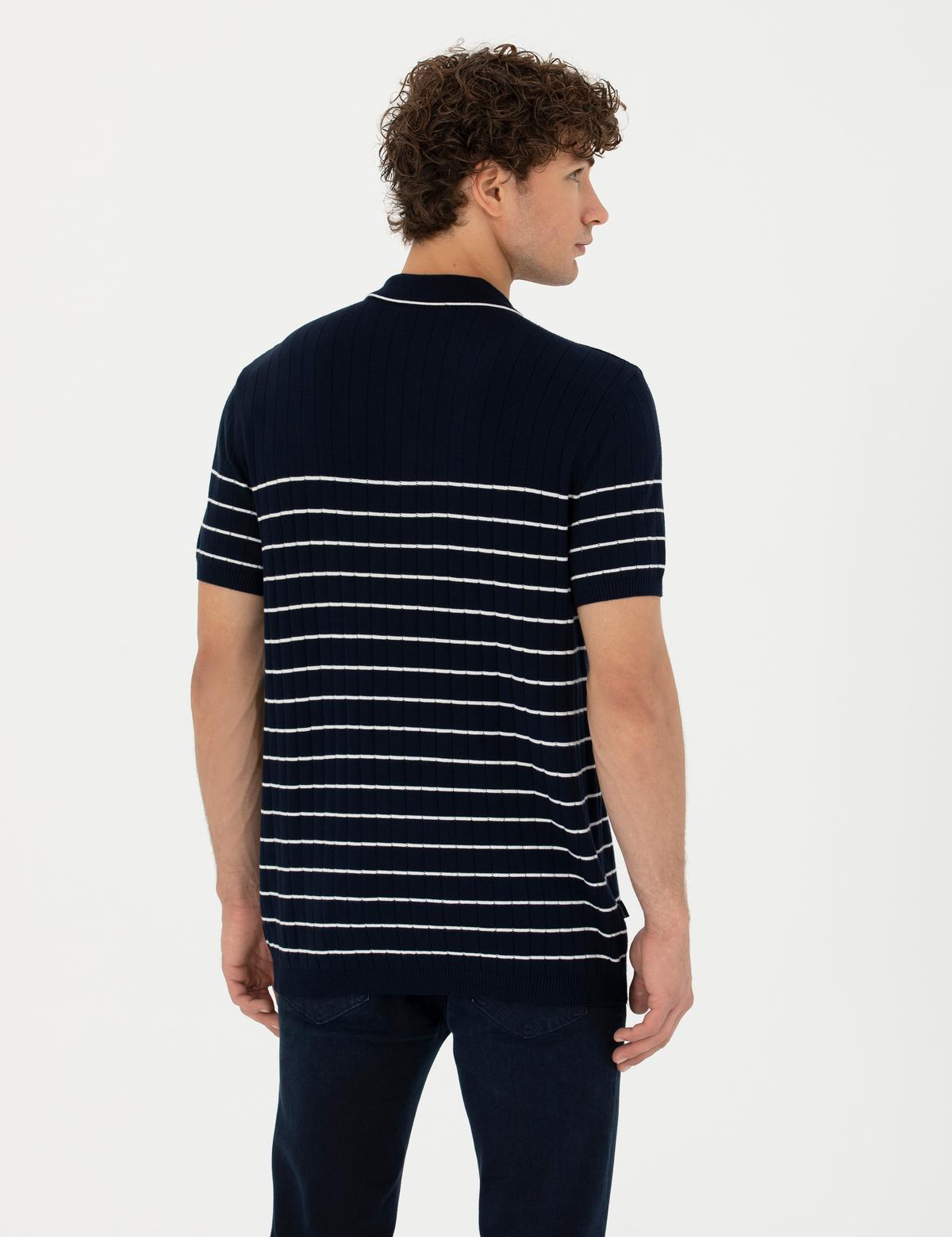 Lacivert Slim Fit Polo Yaka Triko Tişört - 50249694021