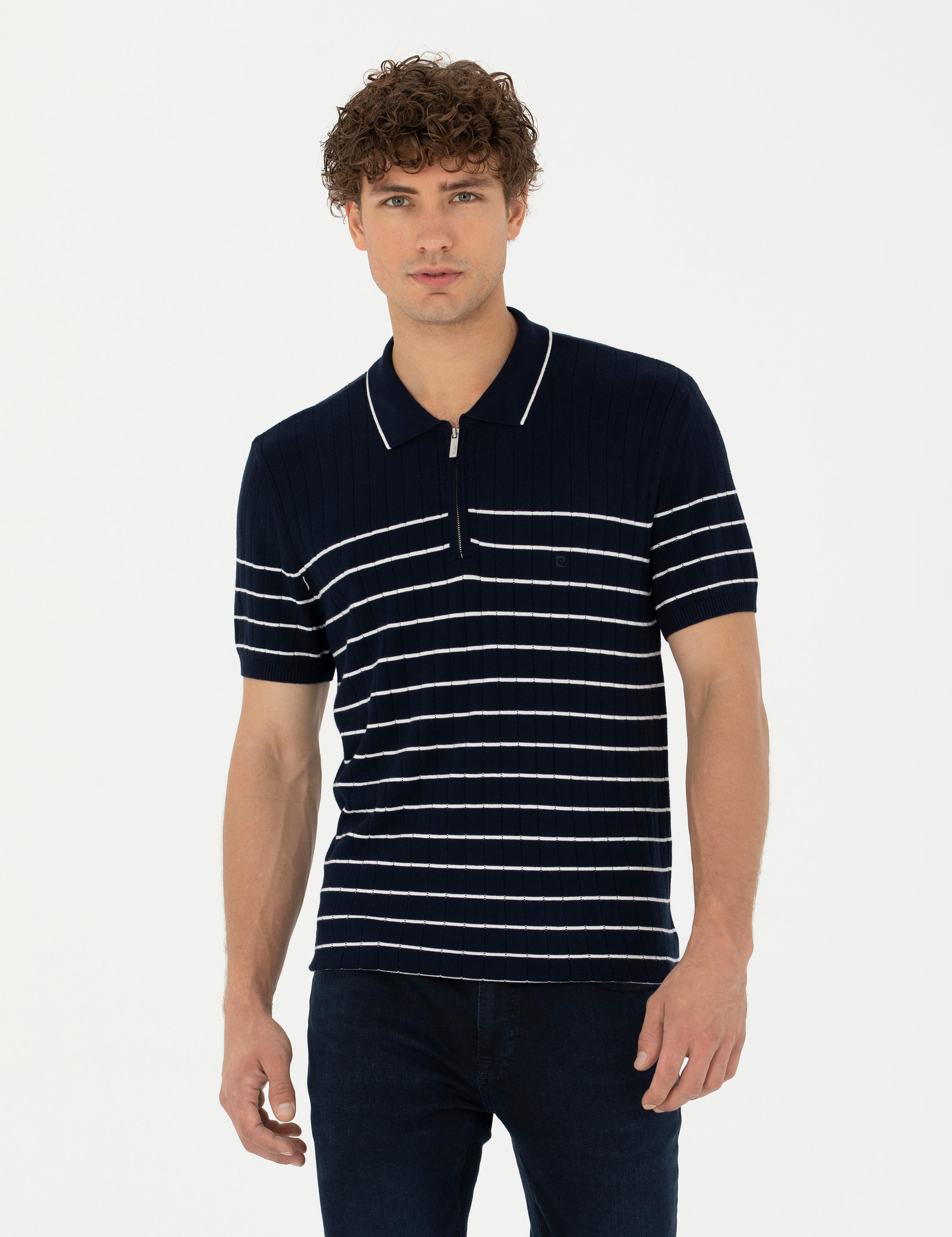 Lacivert Slim Fit Polo Yaka Triko Tişört