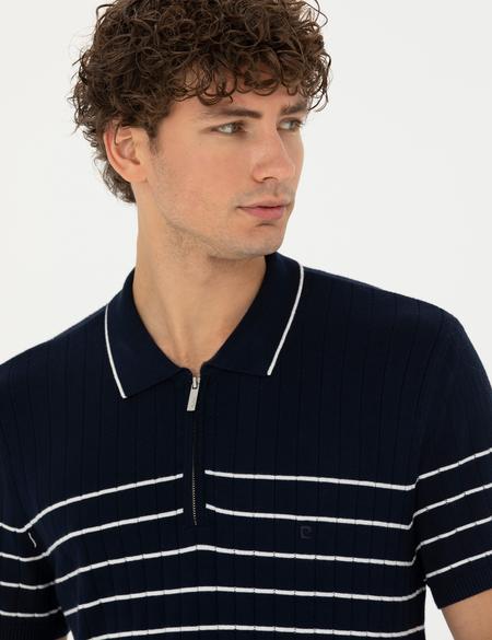 Lacivert Slim Fit Polo Yaka Triko Tişört - 50249694021