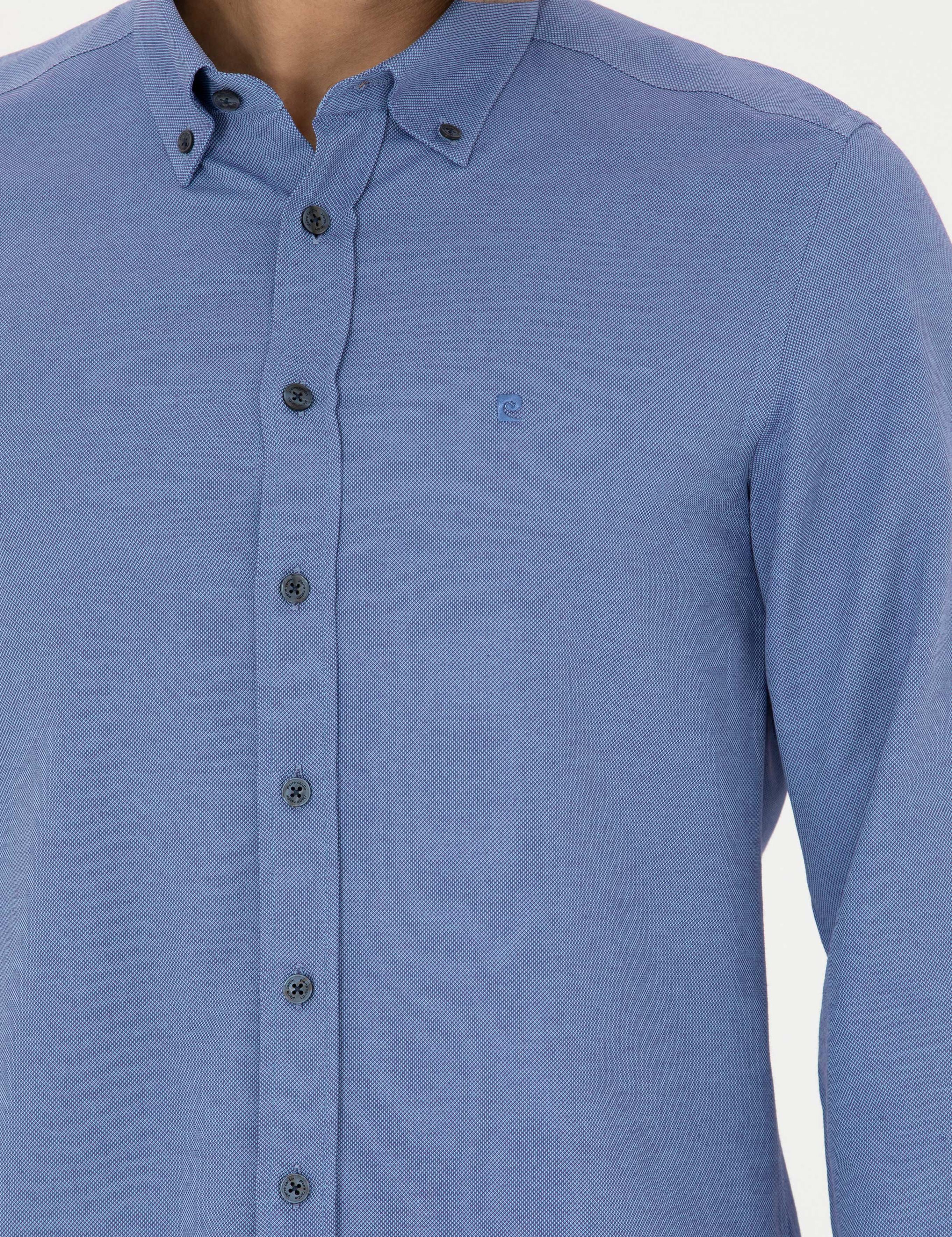 Lacivert Slim Fit Uzun Kollu Gömlek