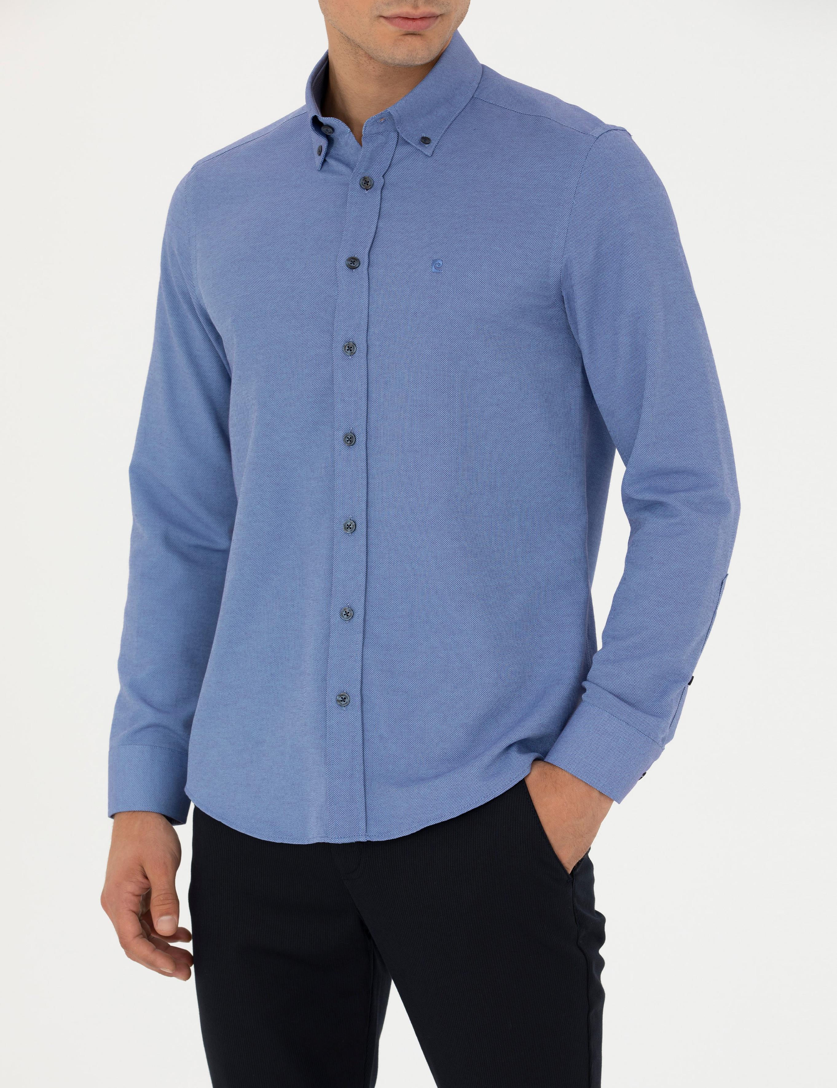 Lacivert Slim Fit Uzun Kollu Gömlek