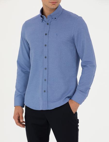 Lacivert Slim Fit Uzun Kollu Gömlek - 50275814033