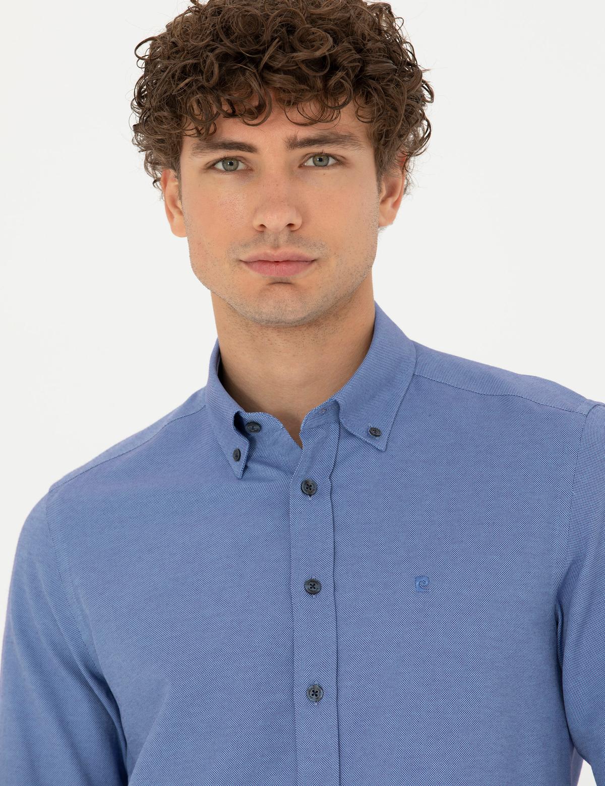 Lacivert Slim Fit Uzun Kollu Gömlek - 50275814033