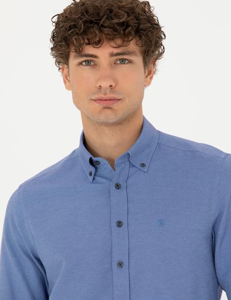 Lacivert Slim Fit Uzun Kollu Gömlek - 50275814033
