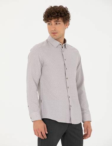 Kahverengi Slim Fit Uzun Kollu Gömlek