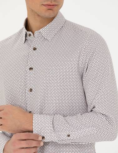 Kahverengi Slim Fit Uzun Kollu Gömlek