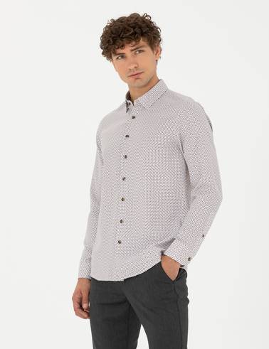 Kahverengi Slim Fit Uzun Kollu Gömlek
