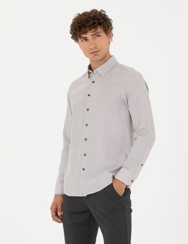 Kahverengi Slim Fit Uzun Kollu Gömlek