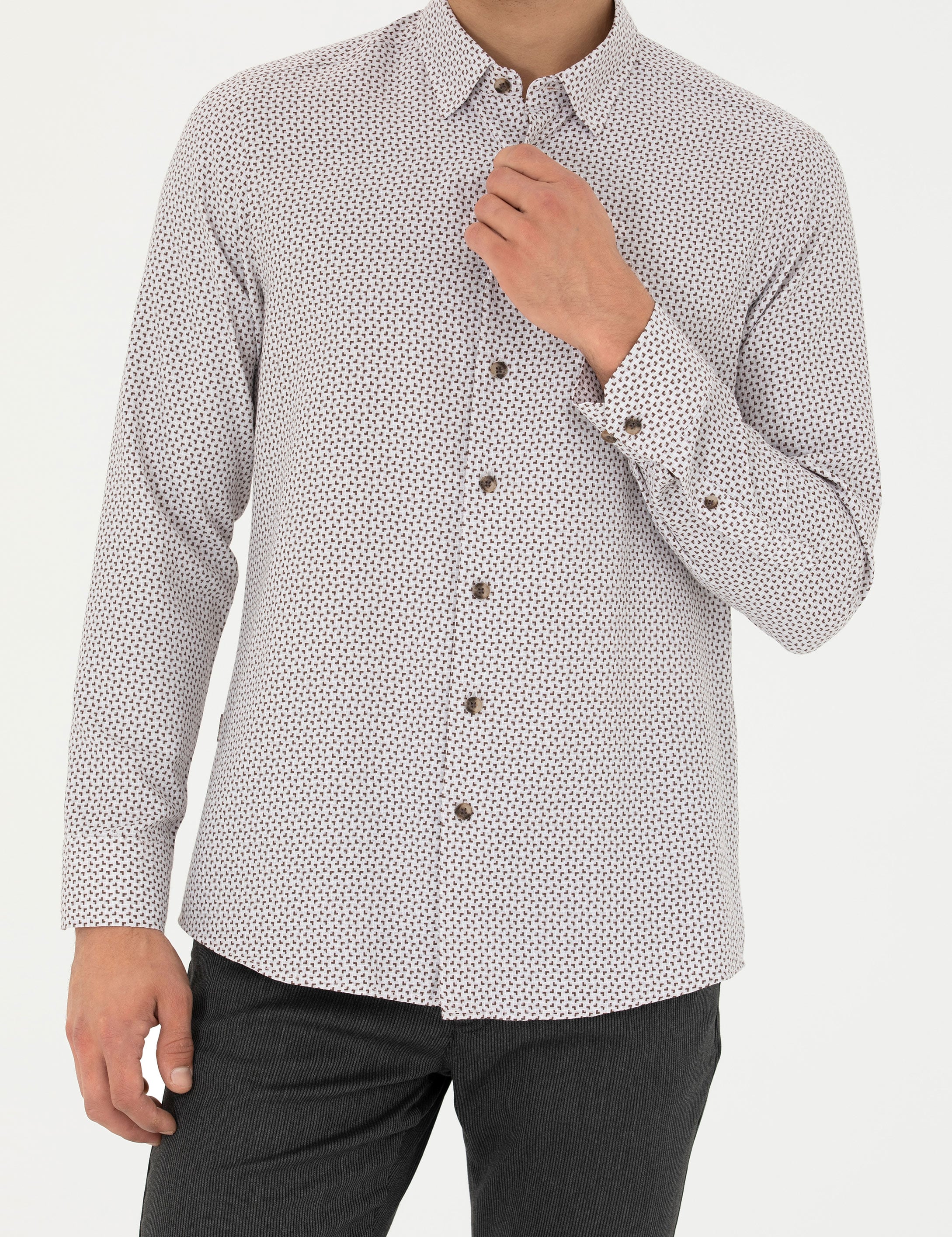 Pierre Cardin Kahverengi Slim Fit Uzun Kollu Gömlek görsel 6