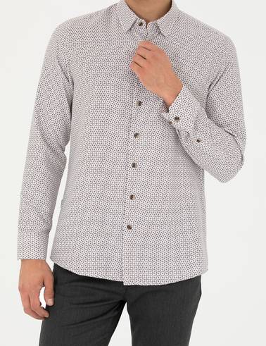 Kahverengi Slim Fit Uzun Kollu Gömlek