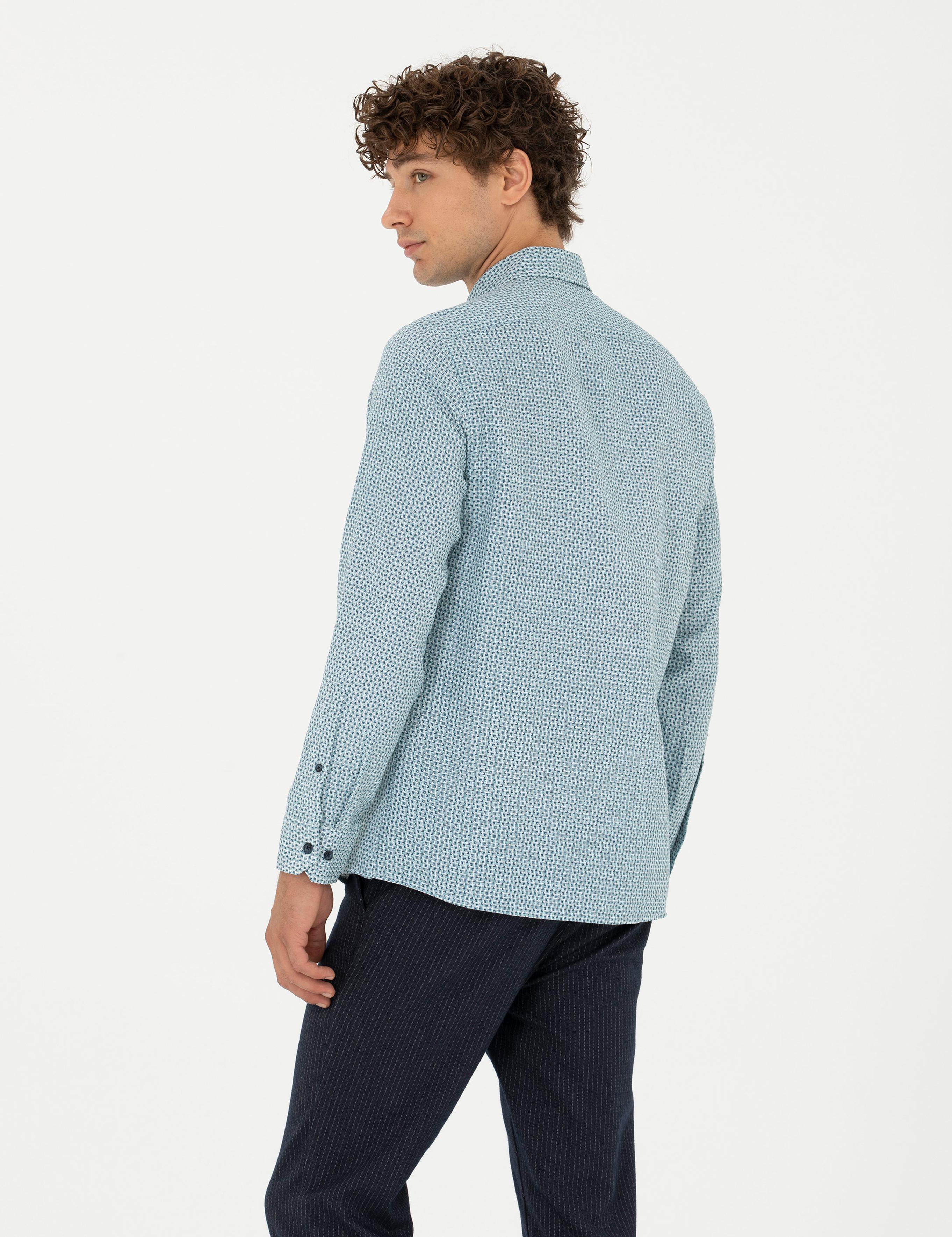 Mint Slim Fit Uzun Kollu Gömlek