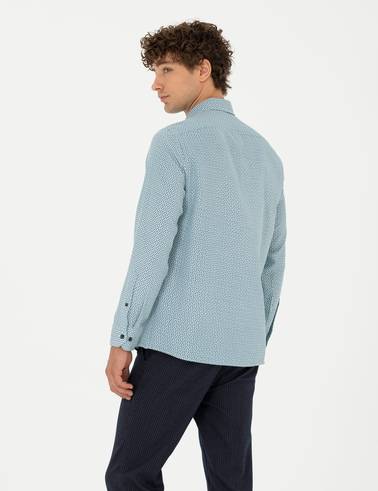 Mint Slim Fit Uzun Kollu Gömlek