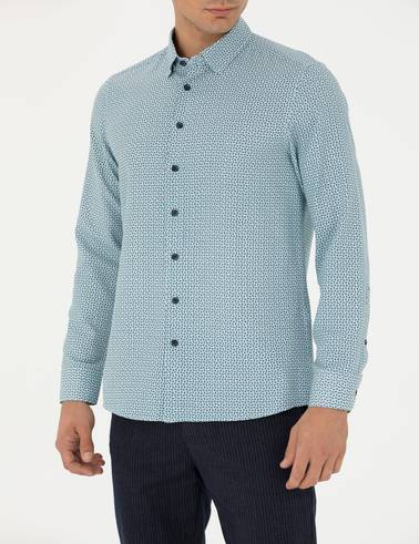 Mint Slim Fit Uzun Kollu Gömlek