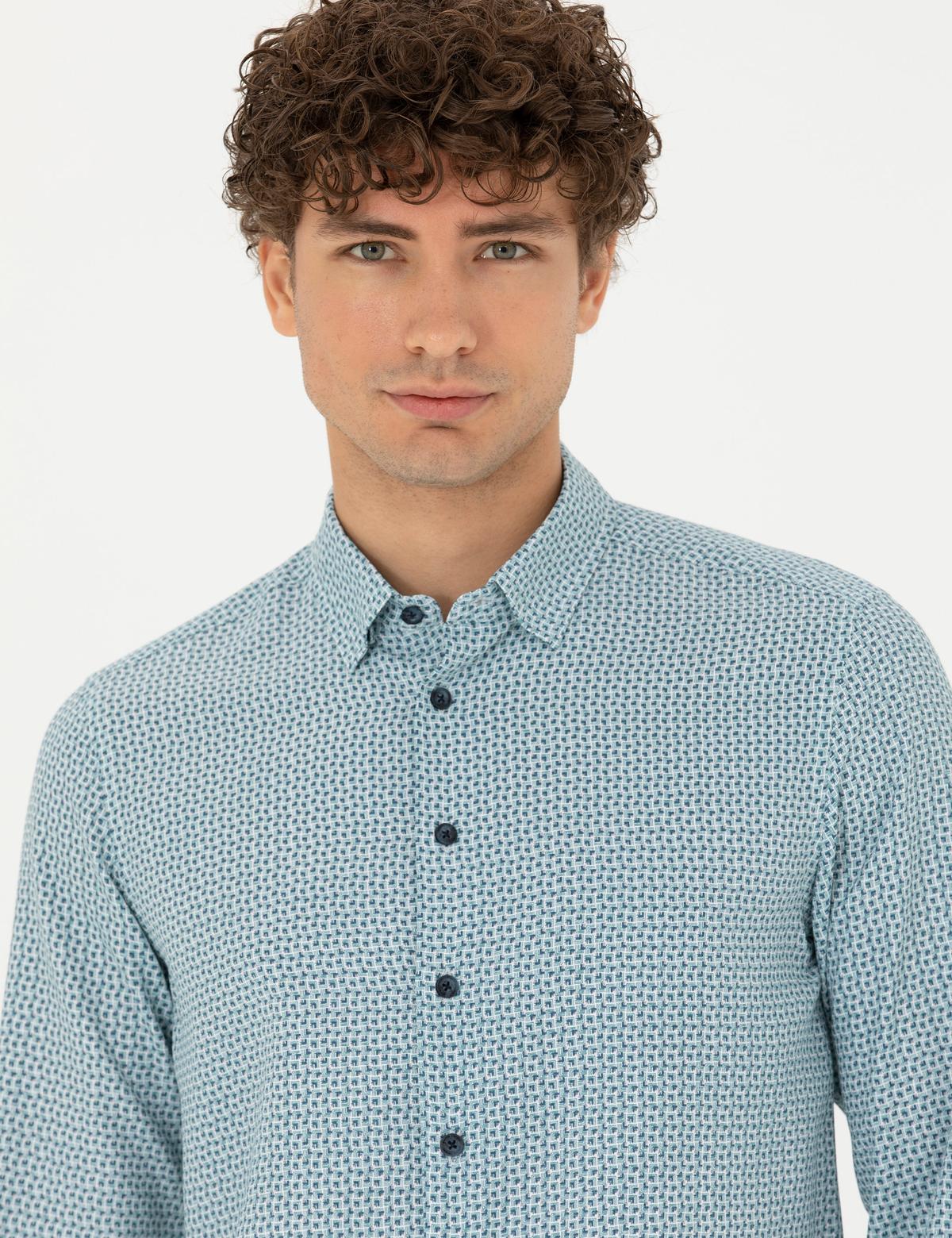 Mint Slim Fit Uzun Kollu Gömlek - 50278869010