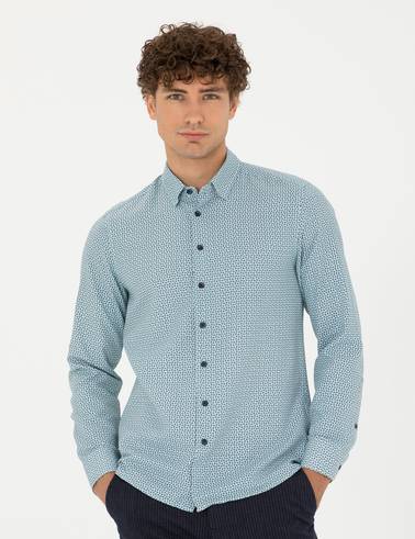 Mint Slim Fit Uzun Kollu Gömlek