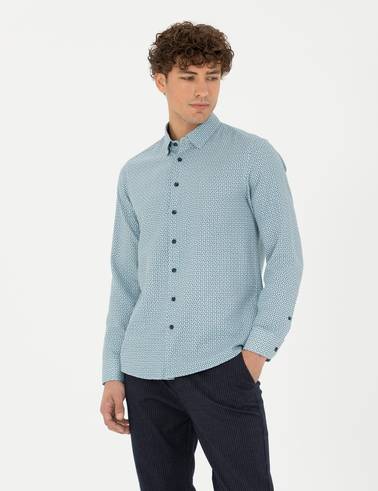 Mint Slim Fit Uzun Kollu Gömlek