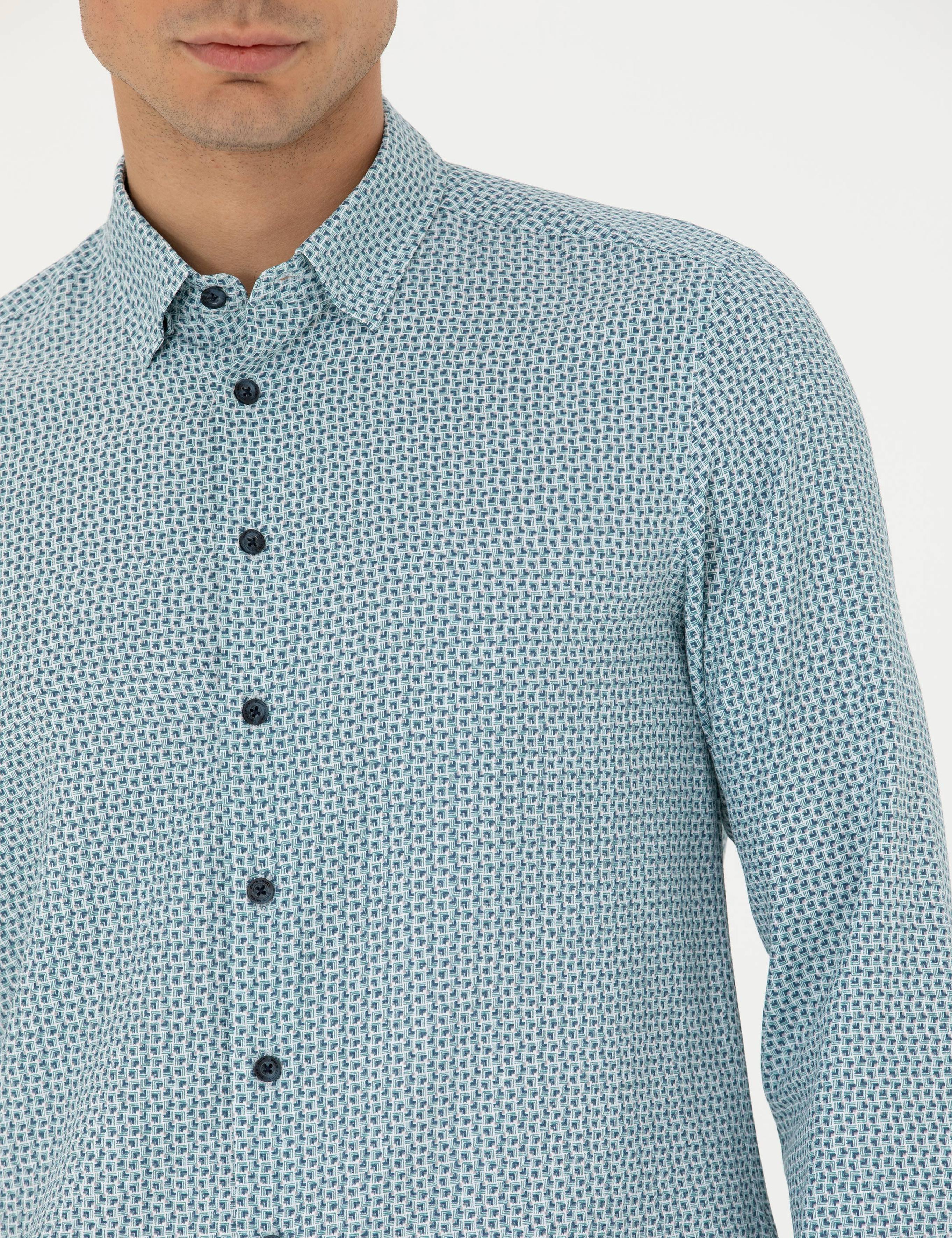 Mint Slim Fit Uzun Kollu Gömlek