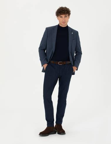 Lacivert Ex. Slim Fit Yün Karışımlı Ceket