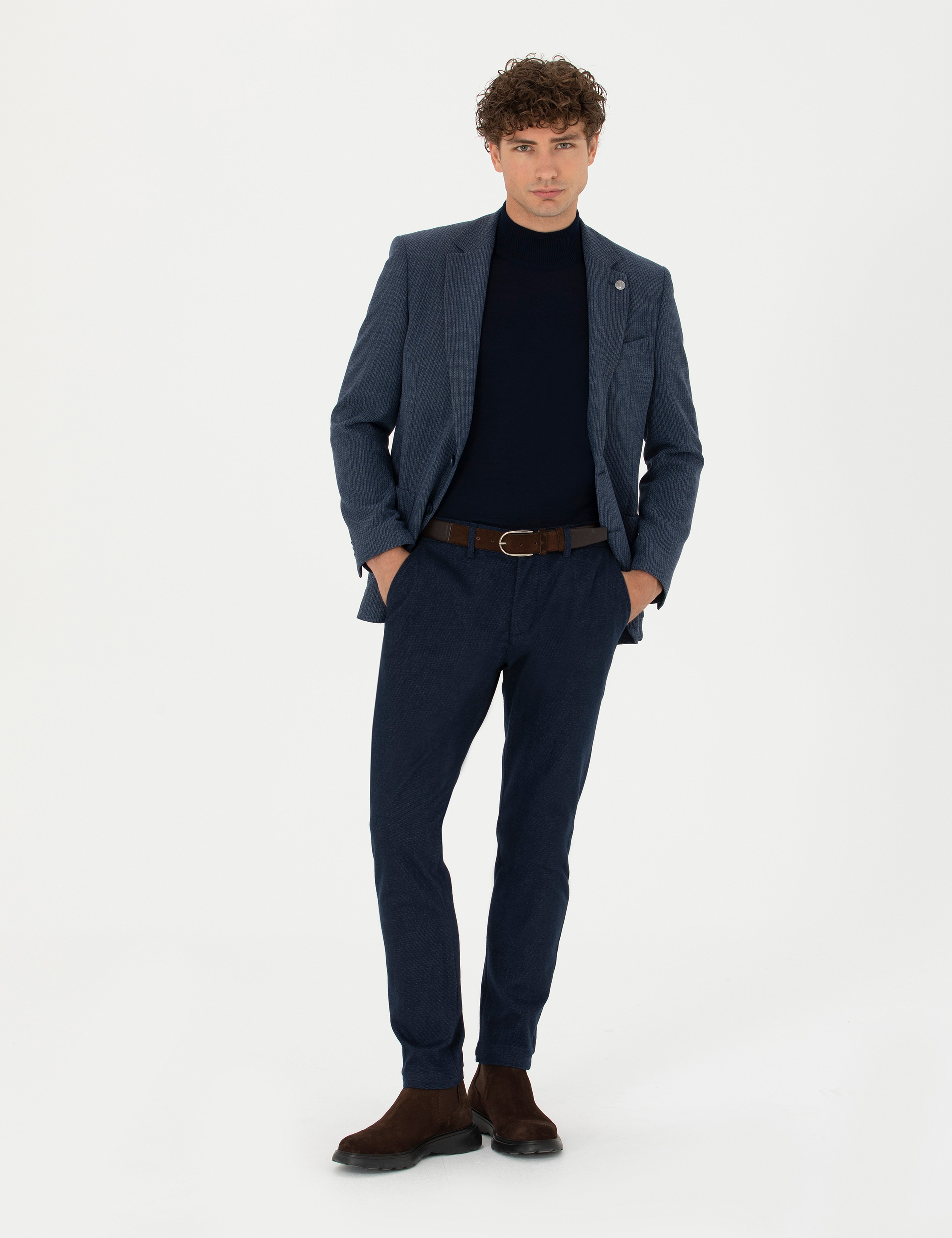 Lacivert Ex. Slim Fit Yün Karışımlı Ceket - Image 4