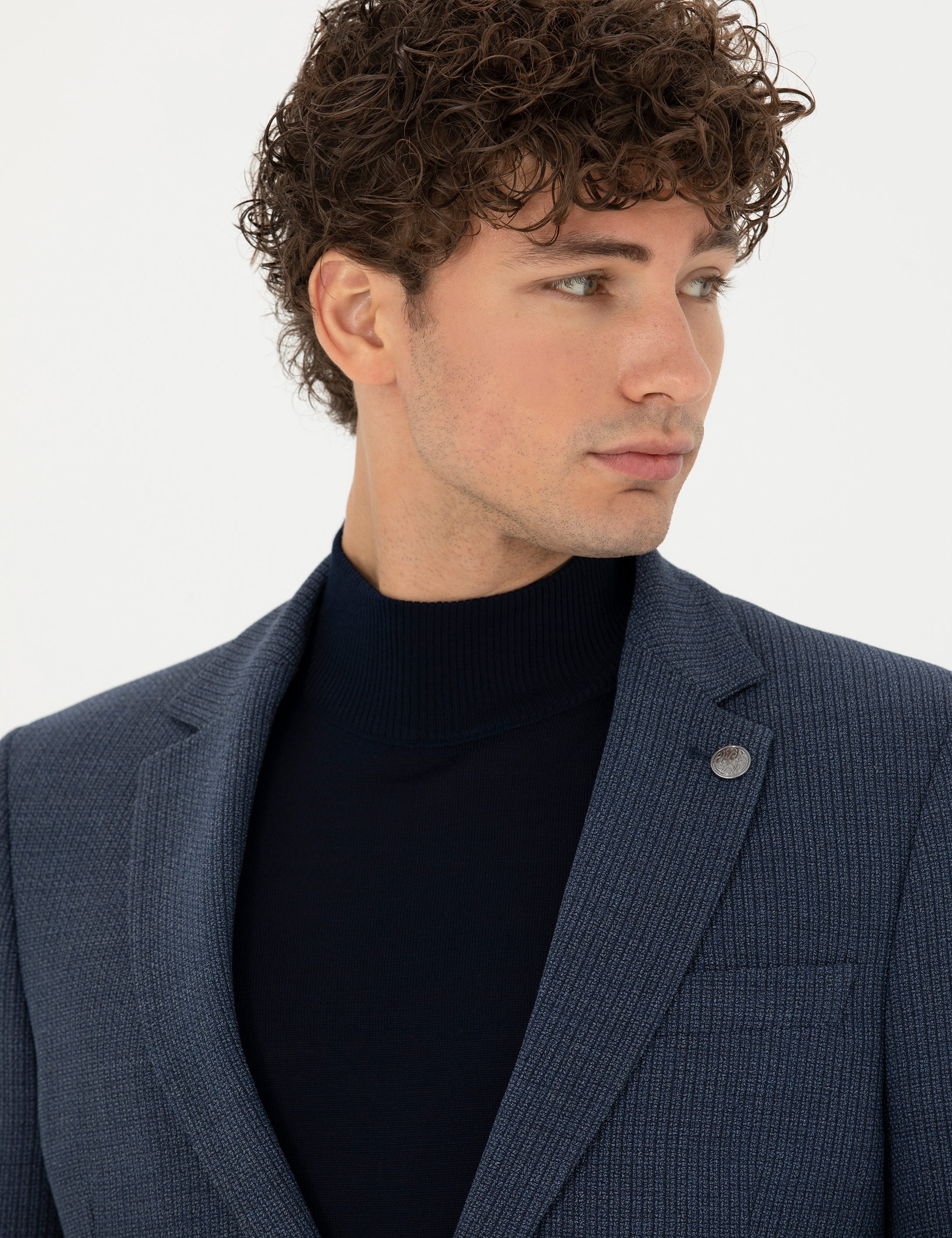 Lacivert Ex. Slim Fit Yün Karışımlı Ceket