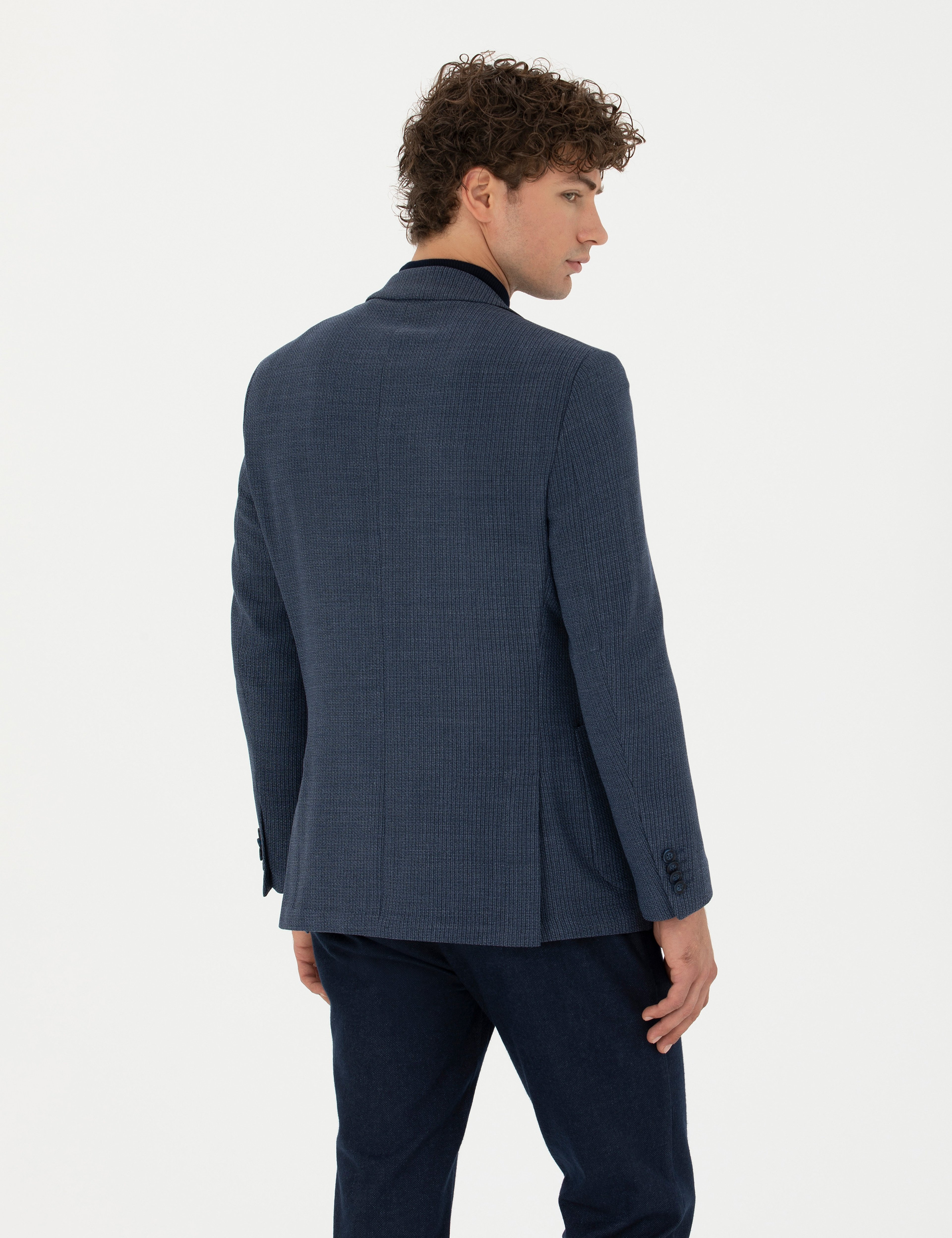 Lacivert Ex. Slim Fit Yün Karışımlı Ceket - Image 5