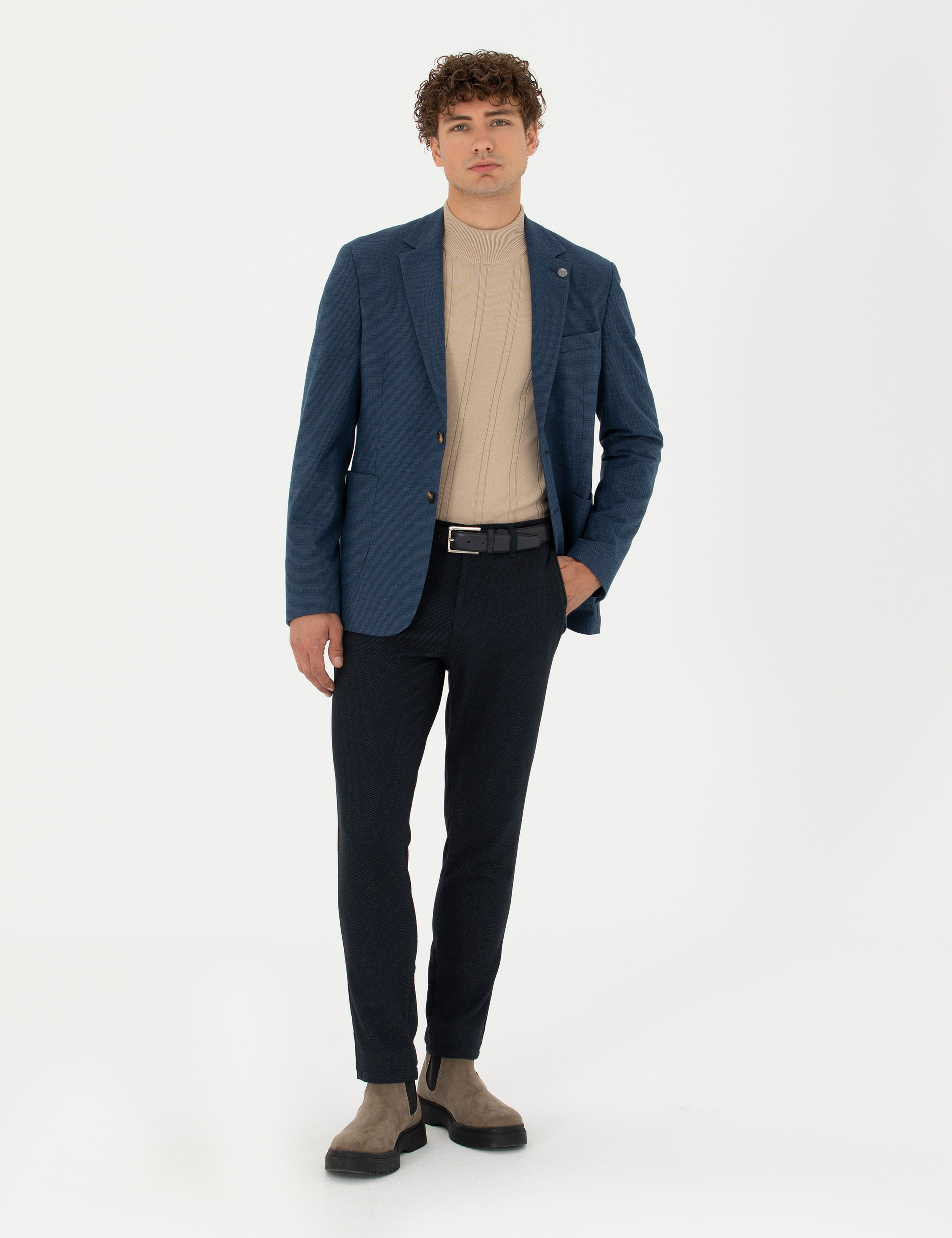 Lacivert Slim Fit Ceket - Image 4