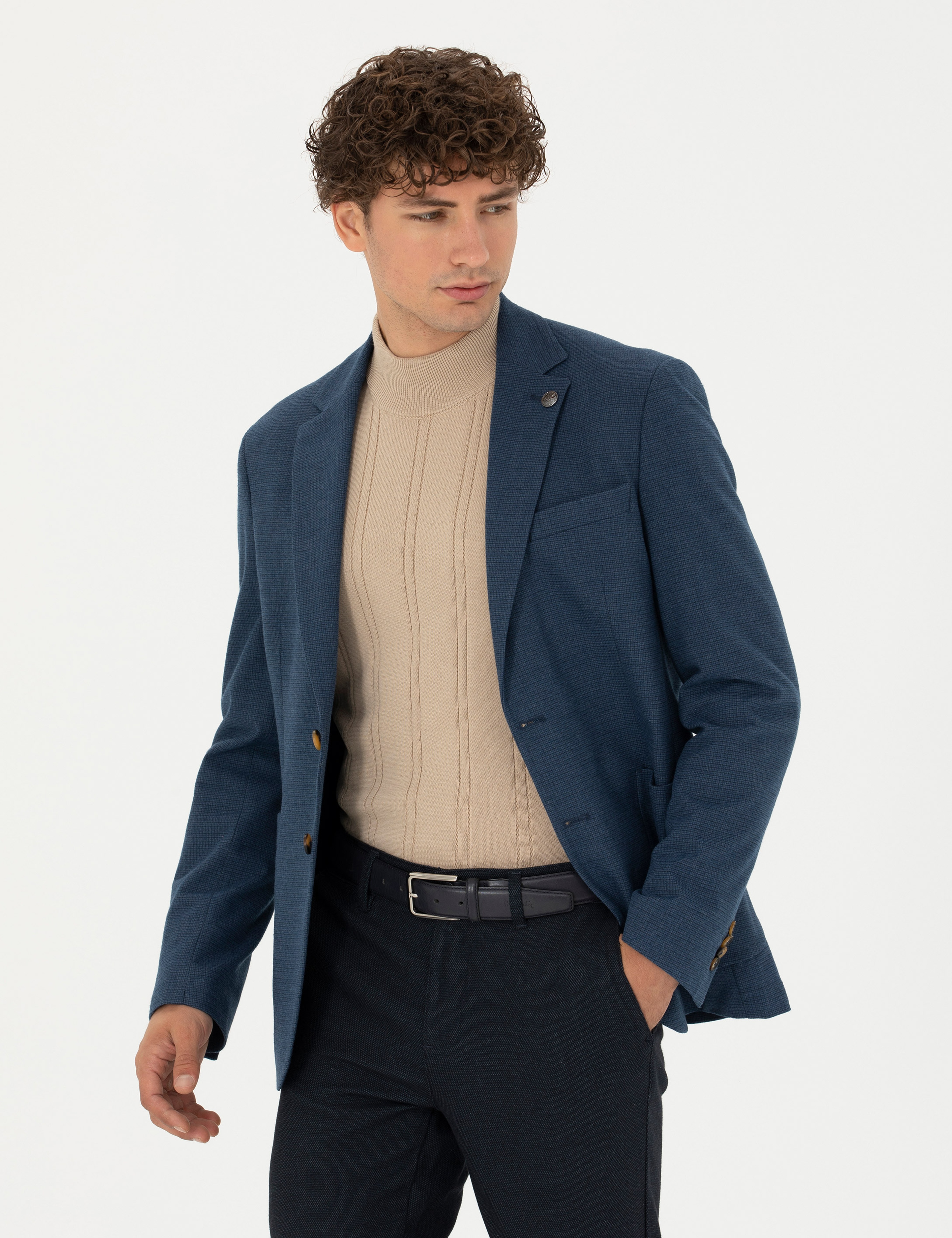 Lacivert Slim Fit Ceket - Image 3