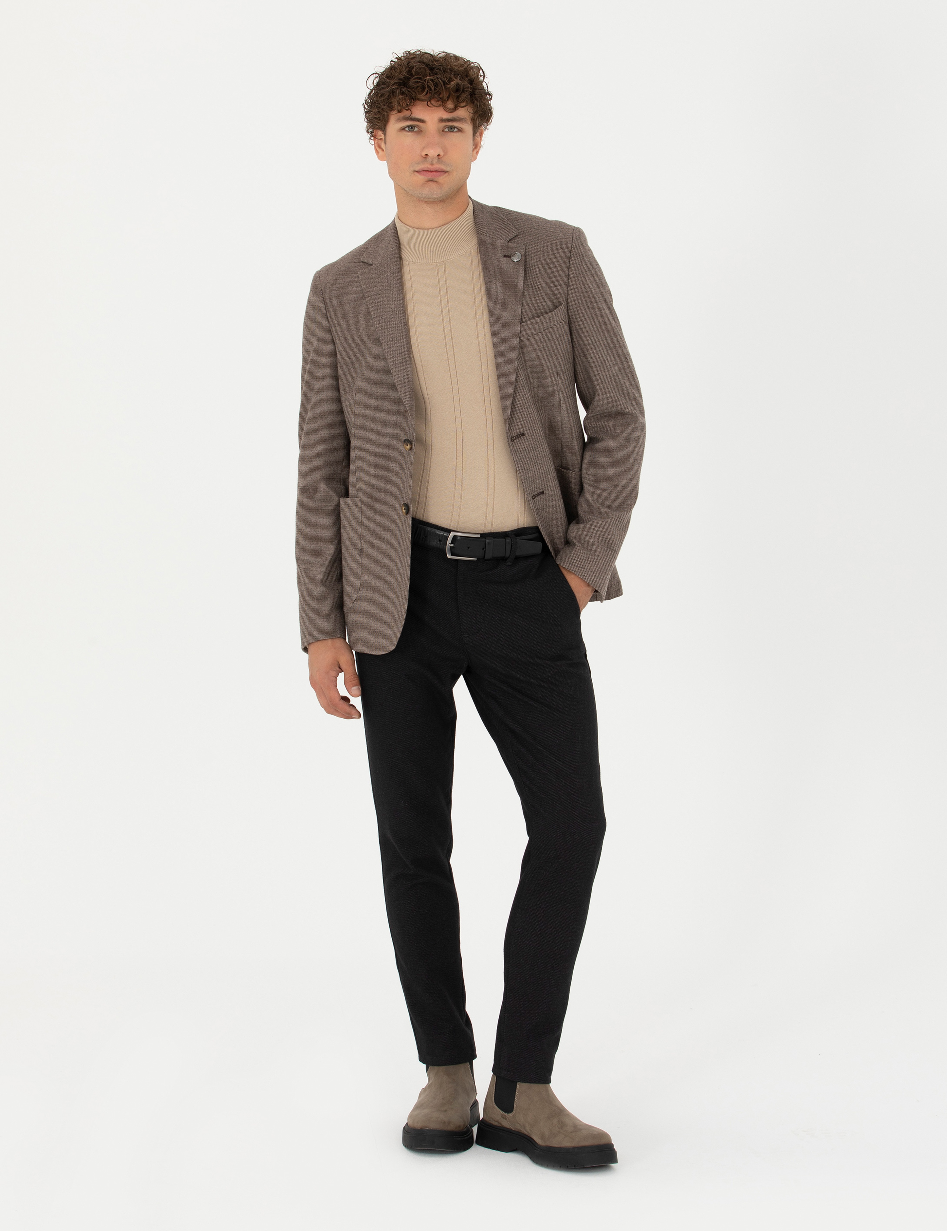 Kahverengi Slim Fit Ceket - Image 4