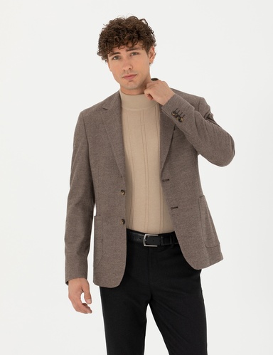 Kahverengi Slim Fit Ceket
